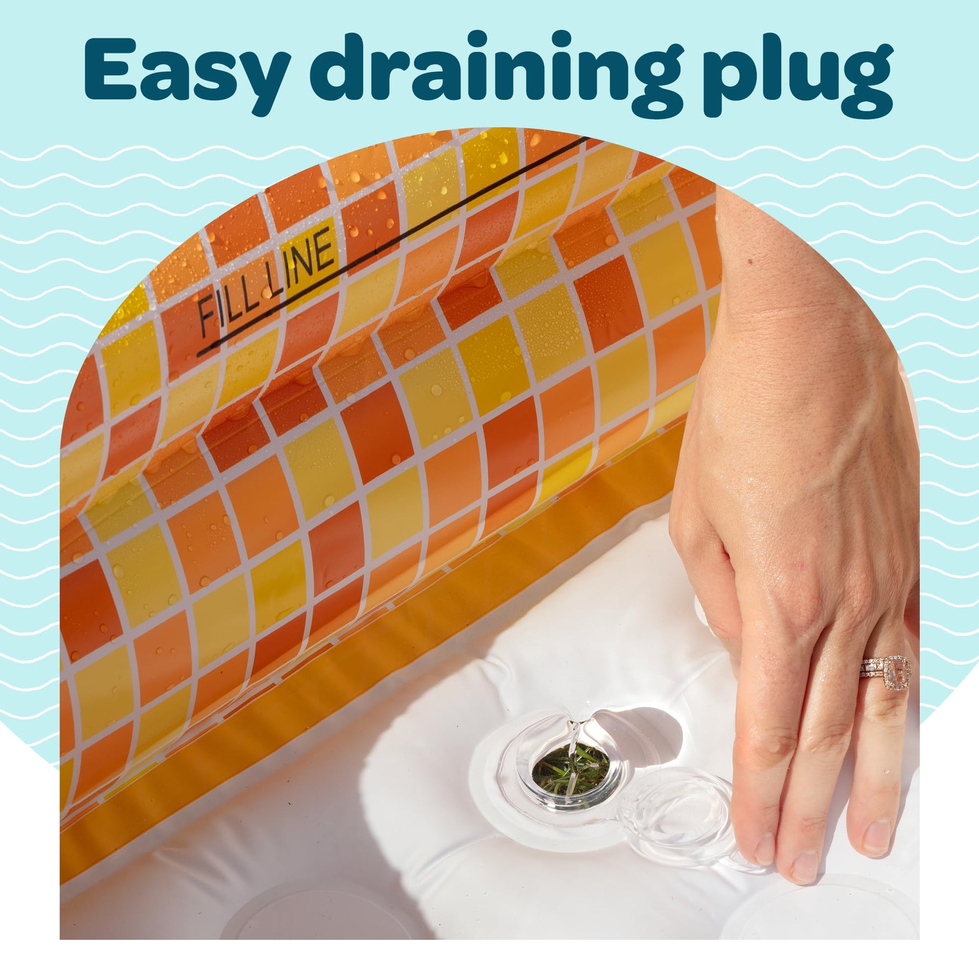 Piscina Inflable para Bebés y Niños Pequeños Segura para la Piel Pequeña Cuadrada con Piso Acolchado y Drenaje