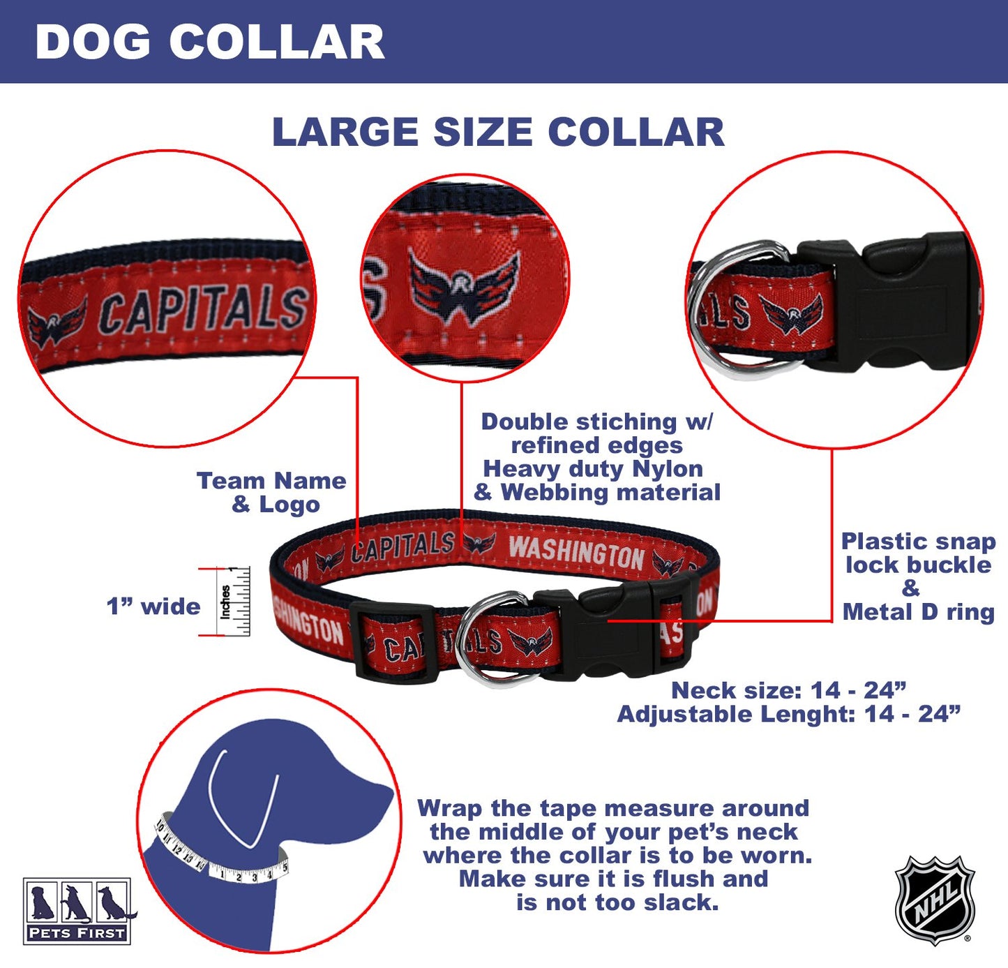 Playera para Perro NHL Washington Capitals Gran Selección para Mascotas