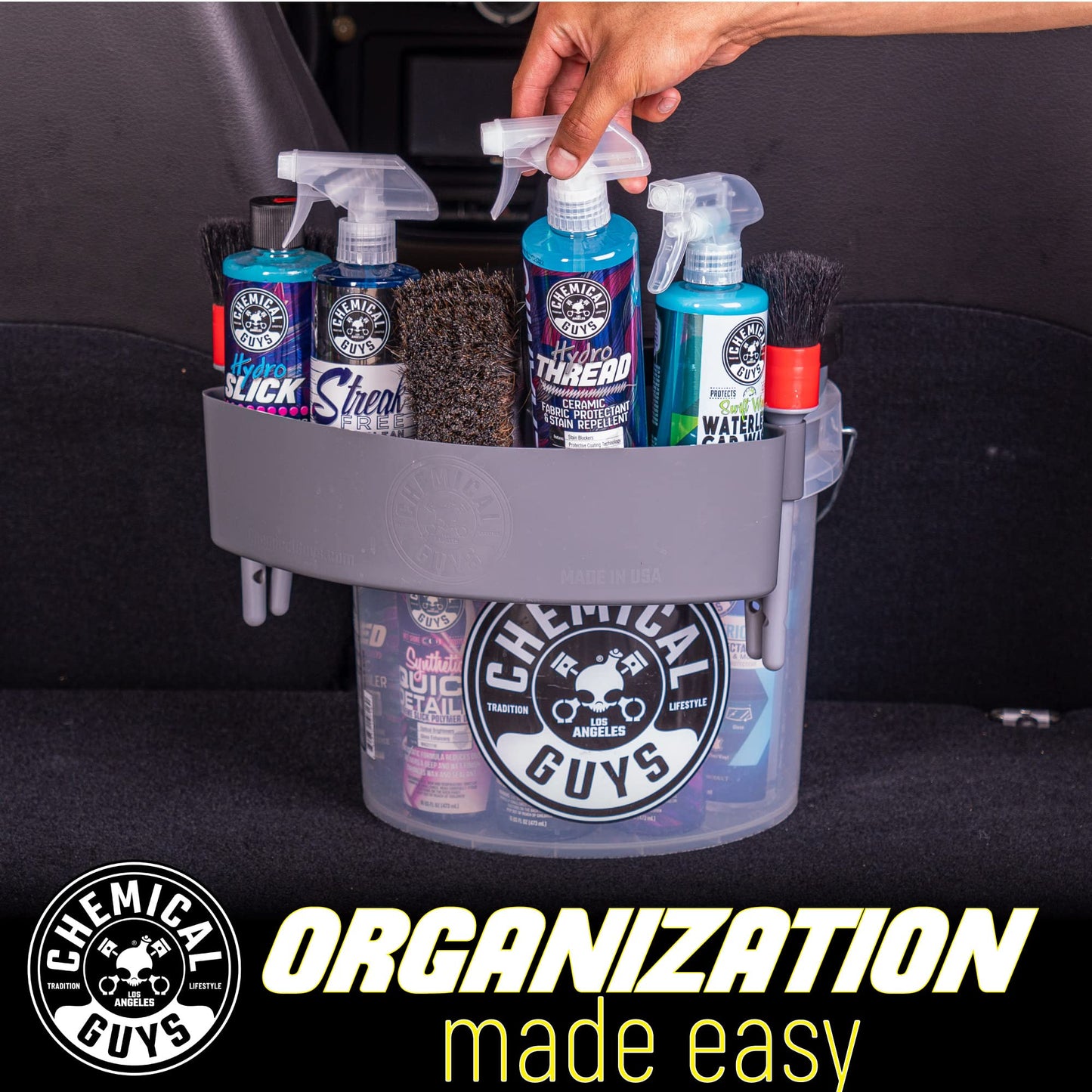 Chemical Guys Freeloader cubeta y Dolly Organizador, Gris, Mantiene el jabón y el Agua en el cubeta y Tus Suministros organizados, Ideal para Lavar Coches, Camiones, Motocicletas, SUV y más