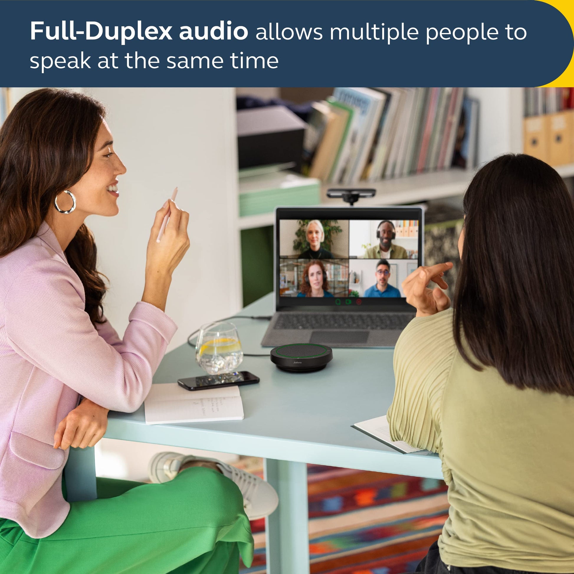Jabra Speak2 40 Portable Speakerphone - 4 Noise-Cancelling Mics, 50mm Full Range Speakers with Wideband Audio for Clear Sound, USB-A/USB-C Connections - Certified Microsoft Teams Speaker - Dark Grey
