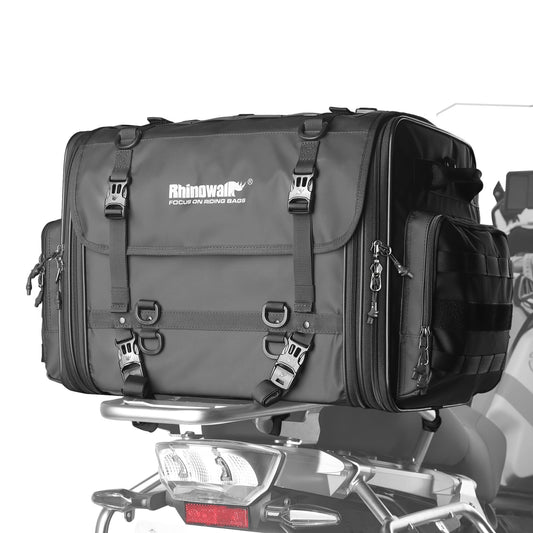 Alforja para Motocicleta Rhinowalk Negra Expandible 60-80L Impermeable