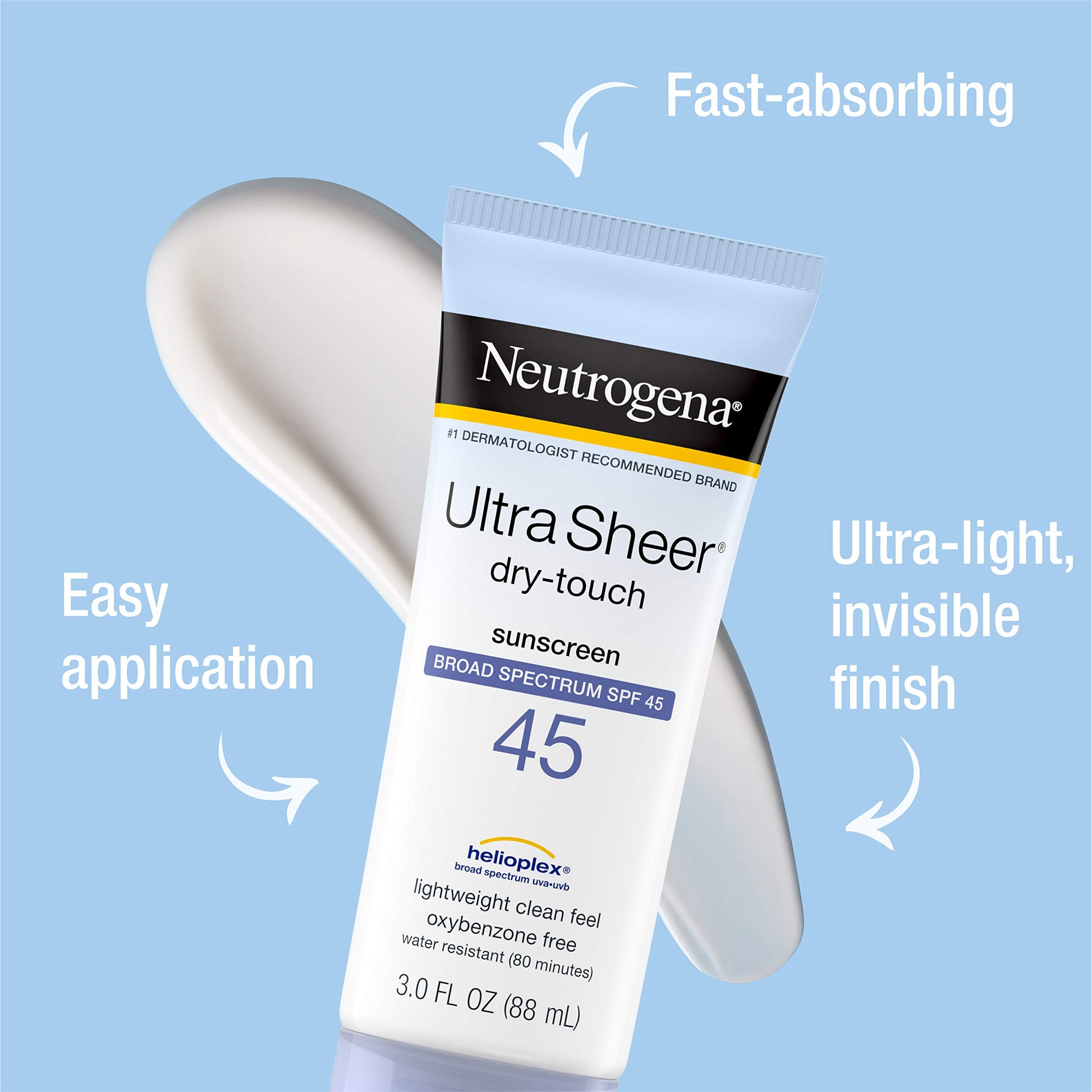 NEUTROGENA Hidratante Facial Hydro Boost Water gel 50 g + Protector solar ultraclaro de factor de protección de 45, paquete doble de 177 ml (6 oz)