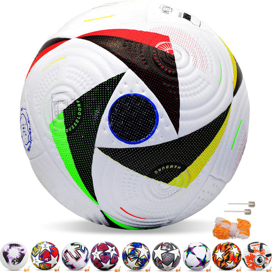 Balón de fútbol de Entrenamiento Juvenil,tamaño Normal de Partido 5, con Red de Pasador,para niños y Adultos,Soccer Lovers Gift, Champions League Football Fans Memorabilia.(OZZQ-blanco y negro)