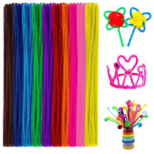 Anvin - Limpiadores de tuberías de 100 piezas de tallos de chenilla de 10 colores para manualidades, decoración creativa de proyectos escolares (6 mm x 12 pulgadas, varios colores brillantes)
