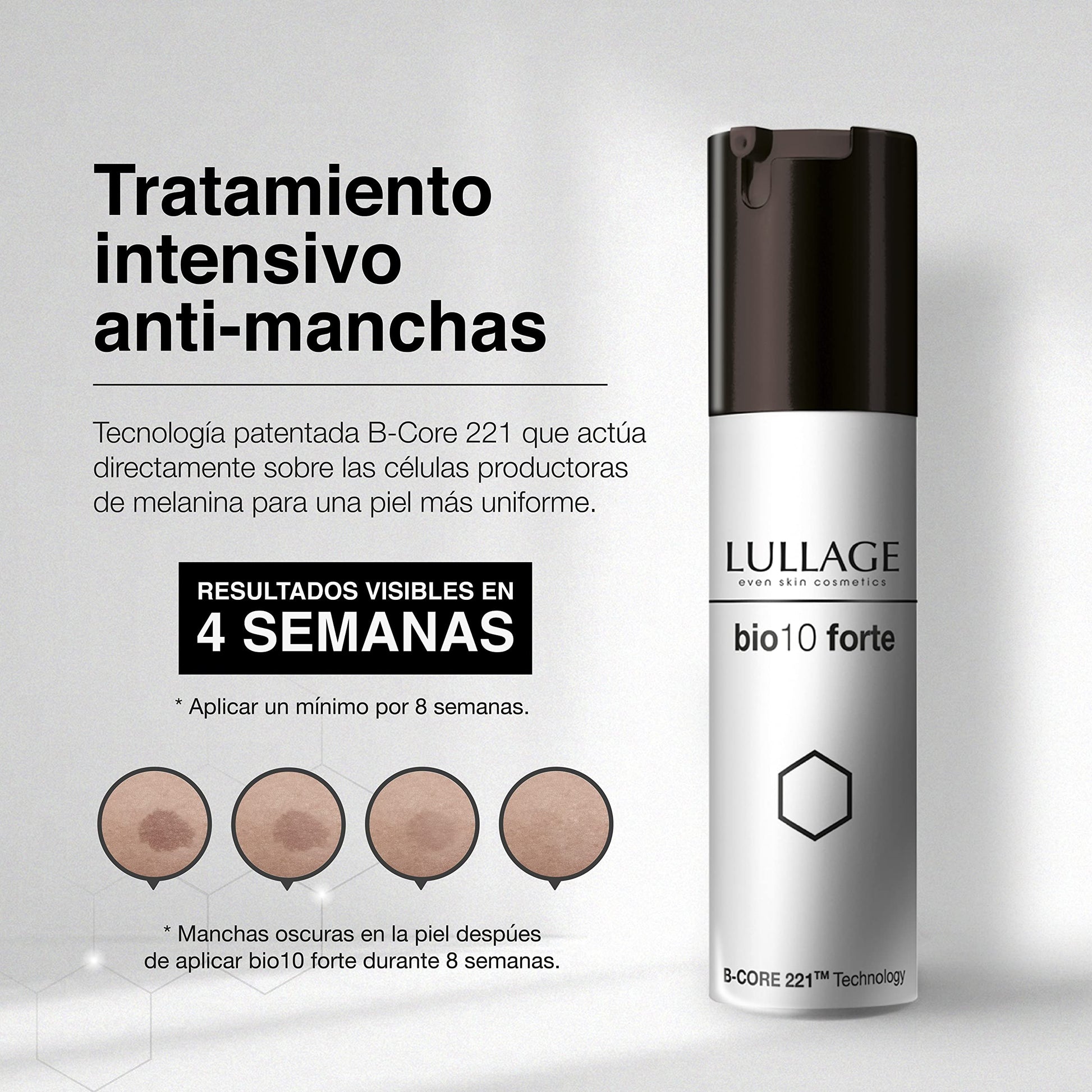 LULLAGE, Bio 10 Forte, Crema Antimanchas Intensiva para Todo Tipo de Pieles, Despigmentante Facial, Tratamiento para Manchas Oscuras en el Rostro, 30 ml