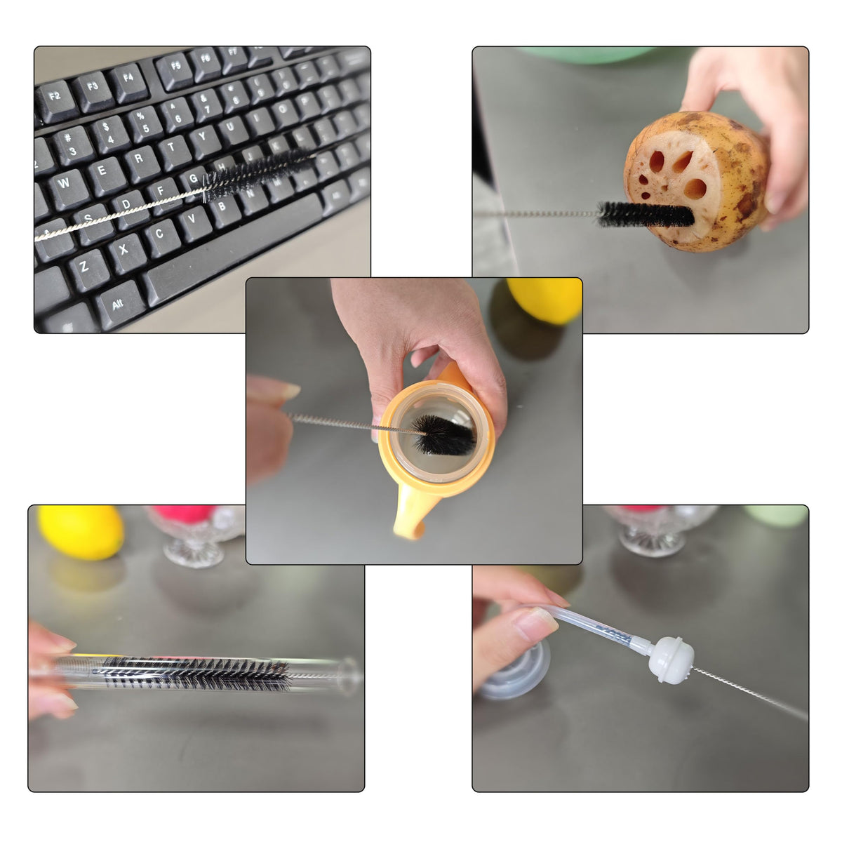 Cepillo de Pajilla Largo, Juego de Cepillos de Pajilla 10 Piezas, Cepillo de Pajilla para Vaso Térmico, Taza con Pitillo, Botella de Agua y Comederos para Colibríes. (Negro)
