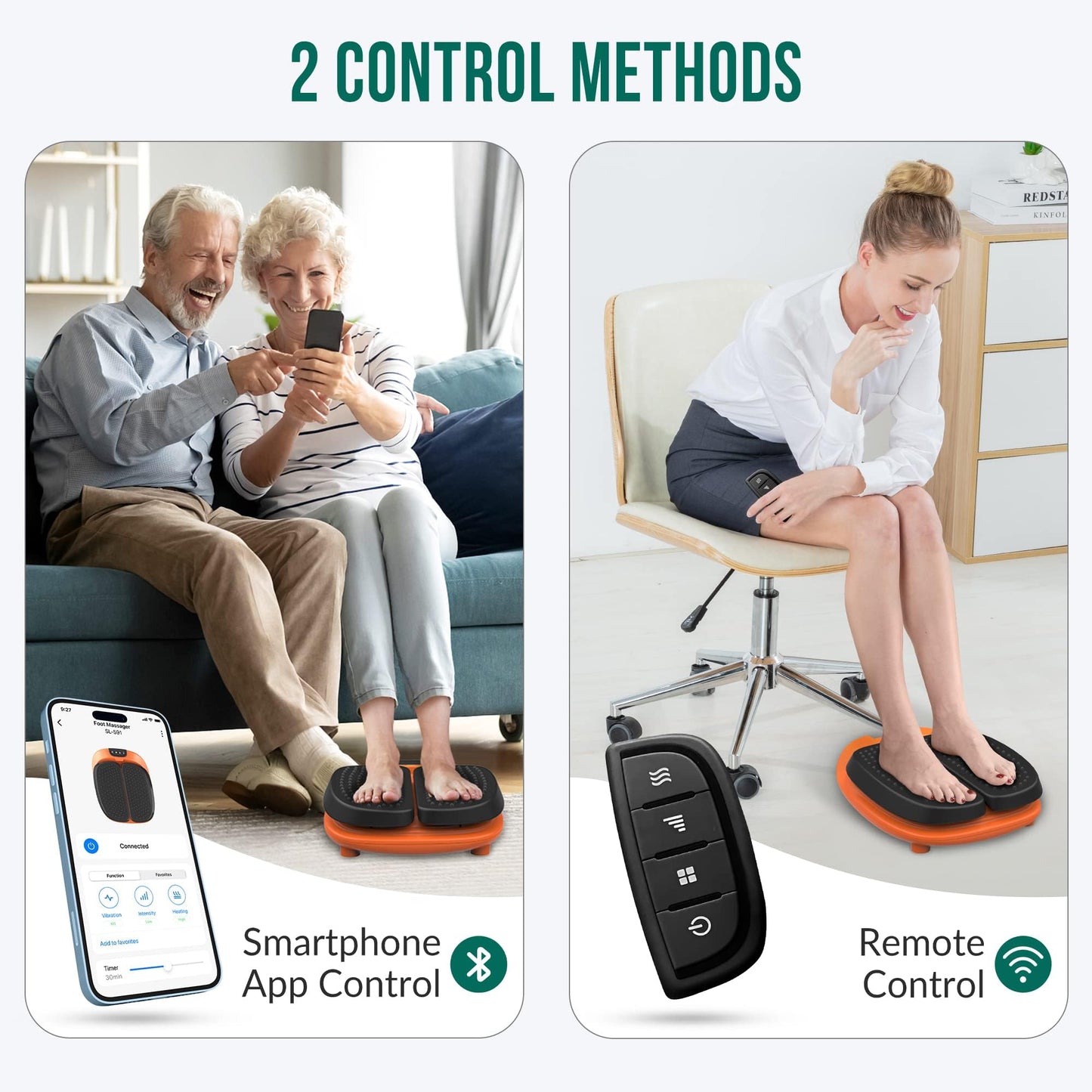 Masajeador de Pies Snailax Vibración y Calor Control de Aplicaciones Ajustable para Circulación y Fascitis Plantar
