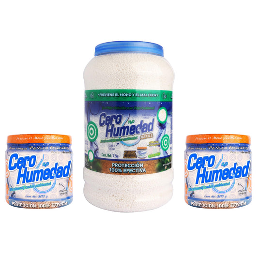 Cero Humedad - Deshumidificador de 3.2 Kg - Incluye 2 Rejillas Rellenables 300 Grs c/u