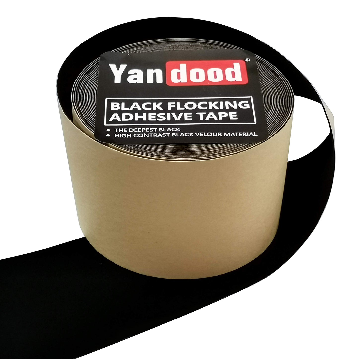 Yandood - Cinta adhesiva de flocado negro para pantalla de proyección de 3 pulg x 30 pies, cinta de borde de fieltro para pantalla de proyección, ultra alto contraste, tiras de fieltro negro profundo