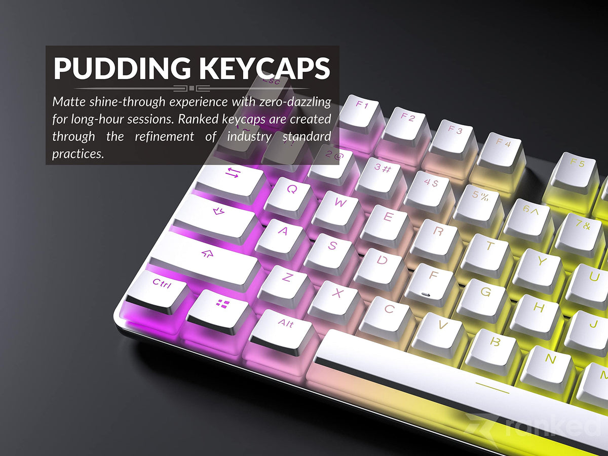 Teclas PBT Ranked Blanco Diseño Translúcido para Teclado Mecánico RGB