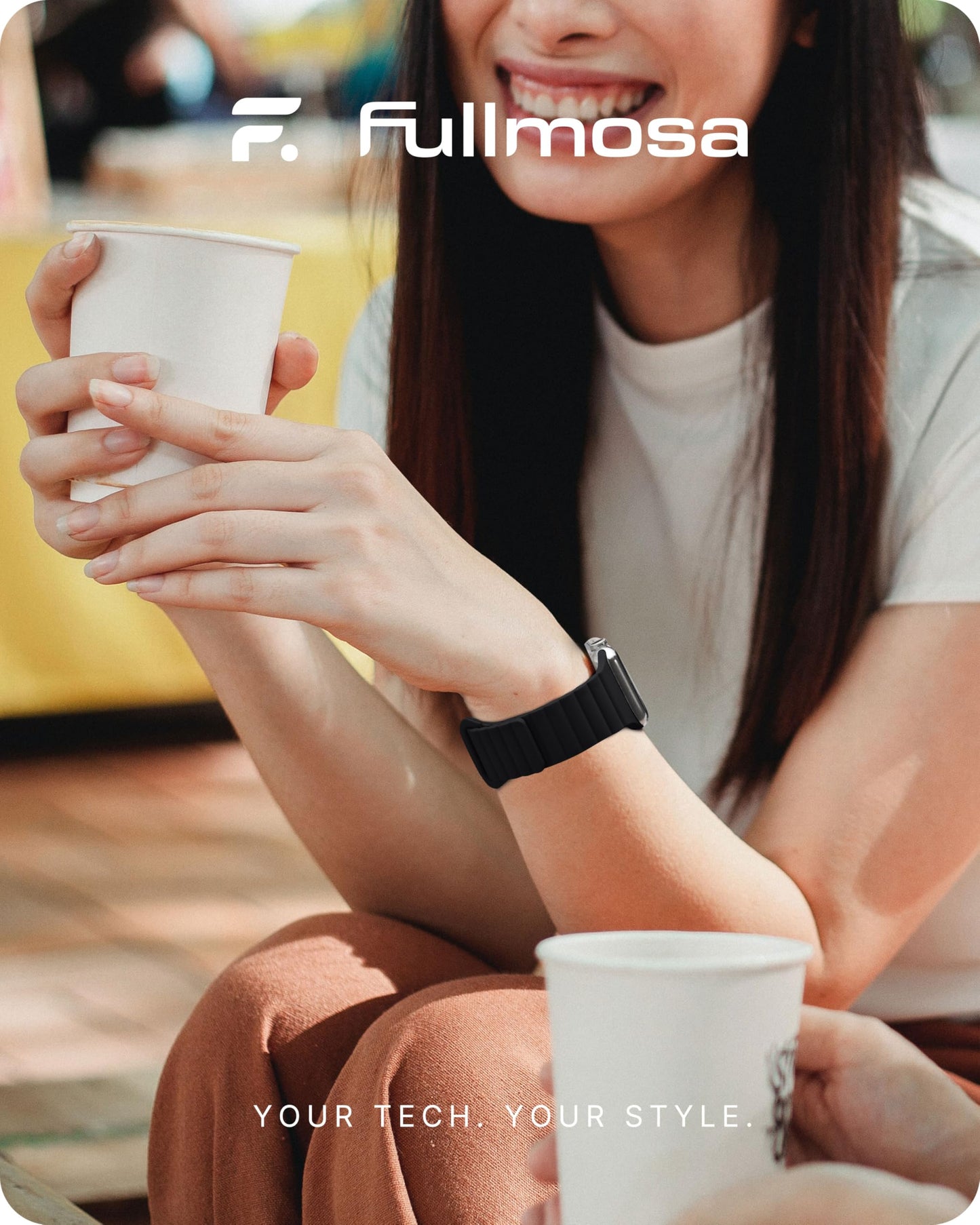 Fullmosa Correa Magnética de Silicona Para Apple Watch 44mm 45mm 42mm 49mm 46mm,Pulseras Deportiva para iWatch Ultra2/1 Series 10 9 8 7 6 5 4 3 2 1 Se Se2 Mujeres Hombres,Negro