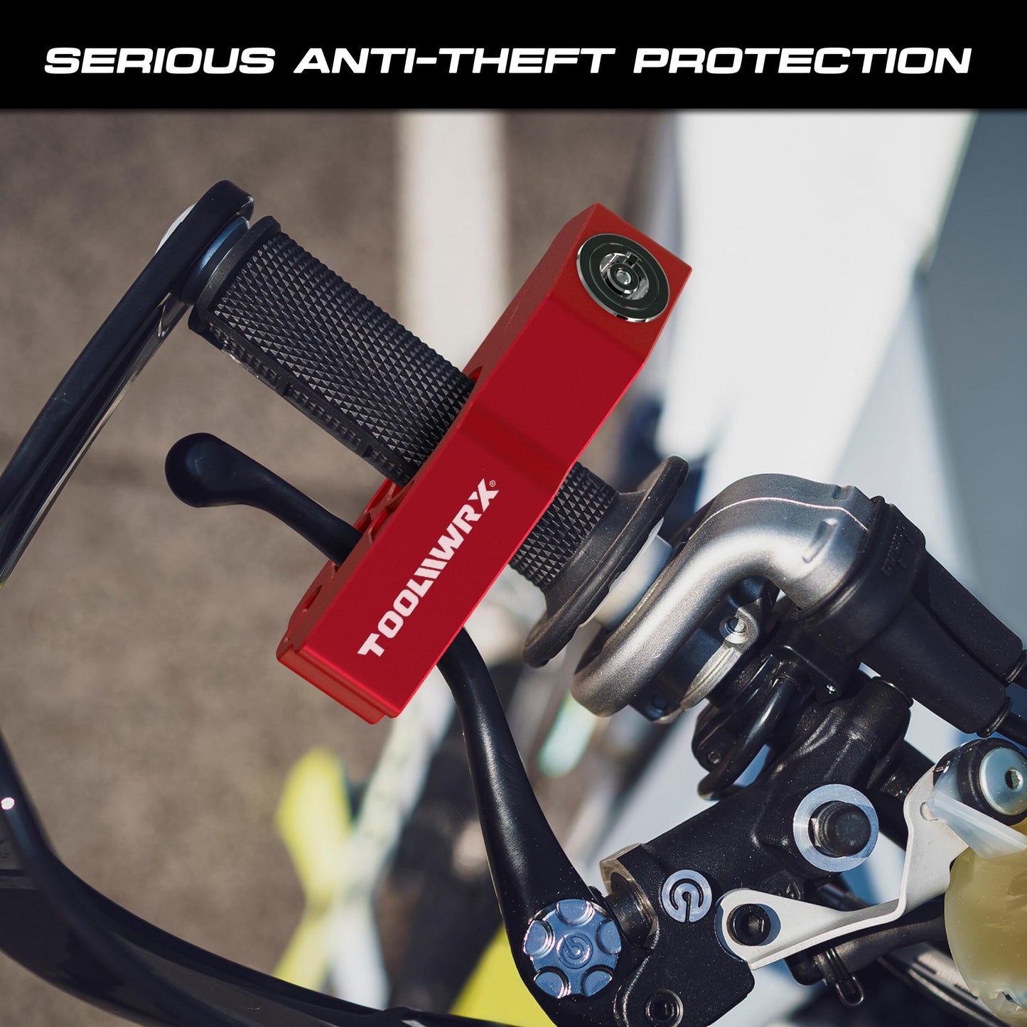 Candado Universal ToolWRX Negro de Manillar con Máxima Seguridad para Motocicletas