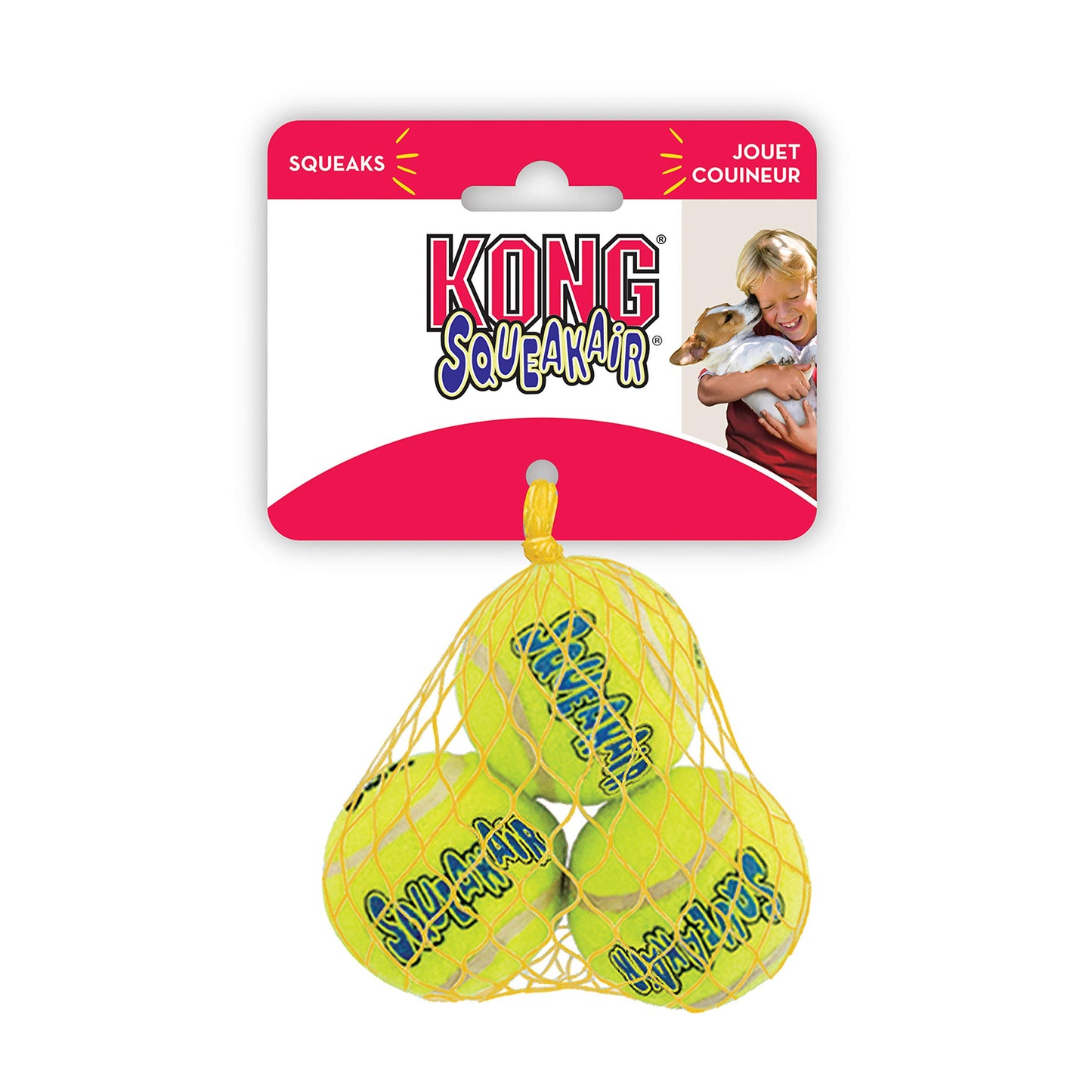 Kong Squeakair Ball, Color Amarillo, Extra Chico, Paquete de 3 Piezas