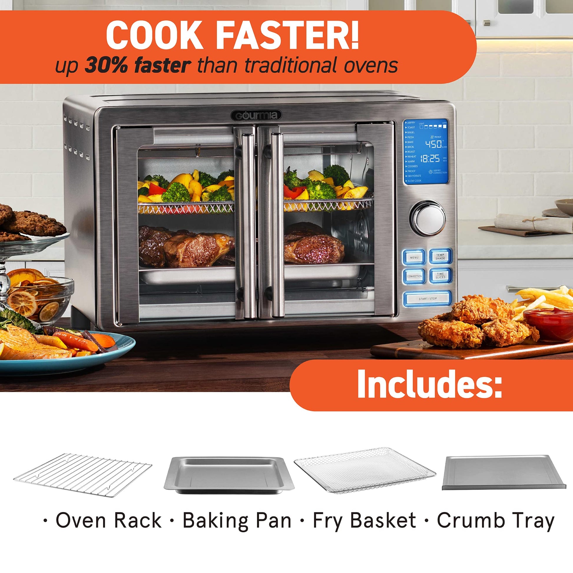 Gourmia GTF7520 Freidora de aire para horno tostado
