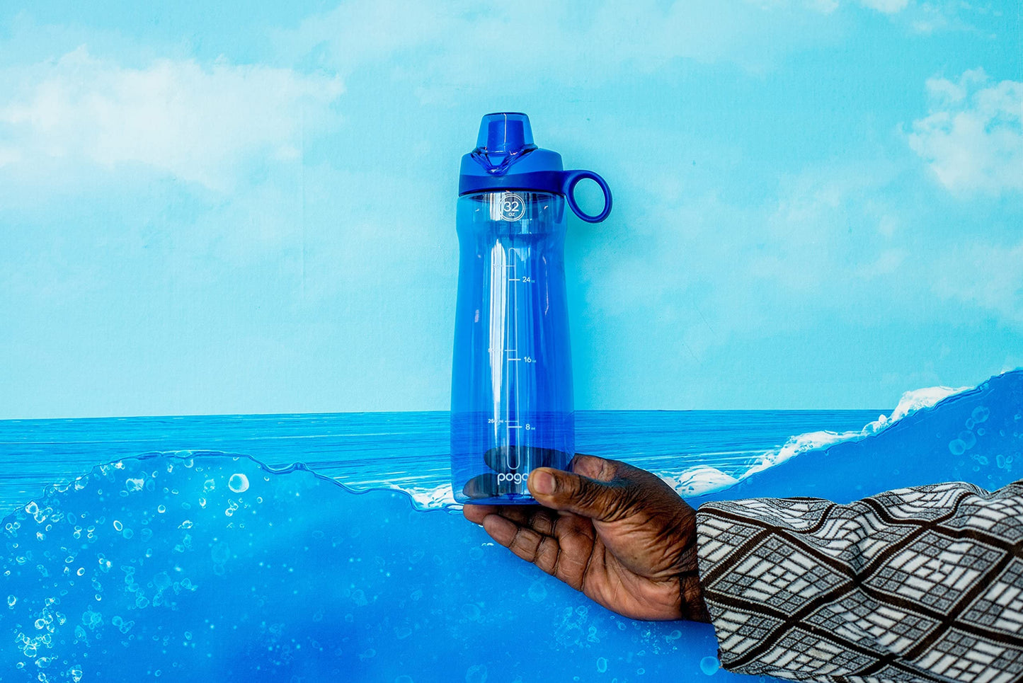 Pogo Botella de Agua con Tapa deslizable, de plástico sin BPA, 532.32 ml, Azul