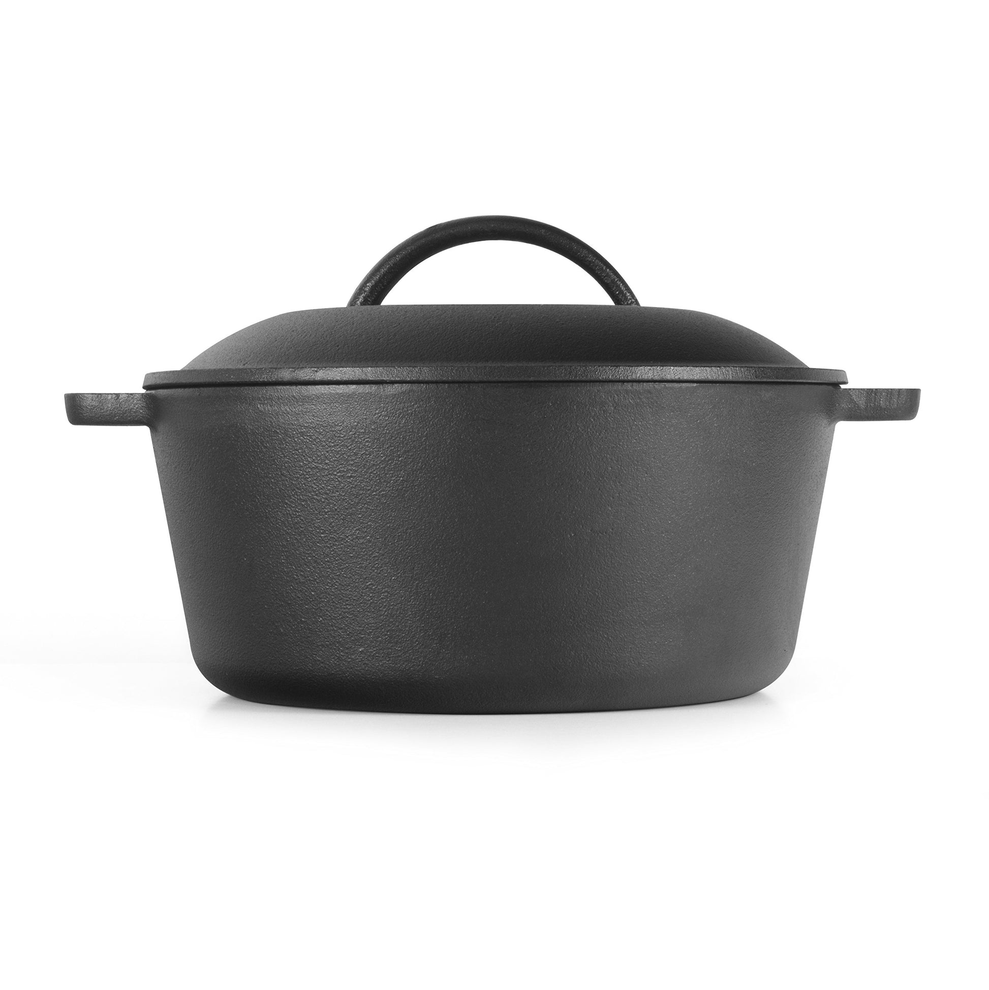 COMMERCIAL CHEF Horno holandés de hierro fundido de 5 cuartos con tapa de cúpula y asas, precalentado