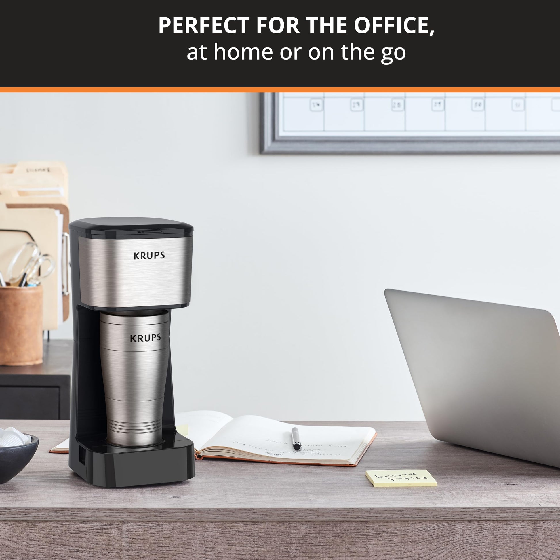 KRUPS Cafetera Personal To Go, tu café en cualquier lugar en todo momento, ideal para uso personal con termo portátil, capacidad 400 ml,KM206D50