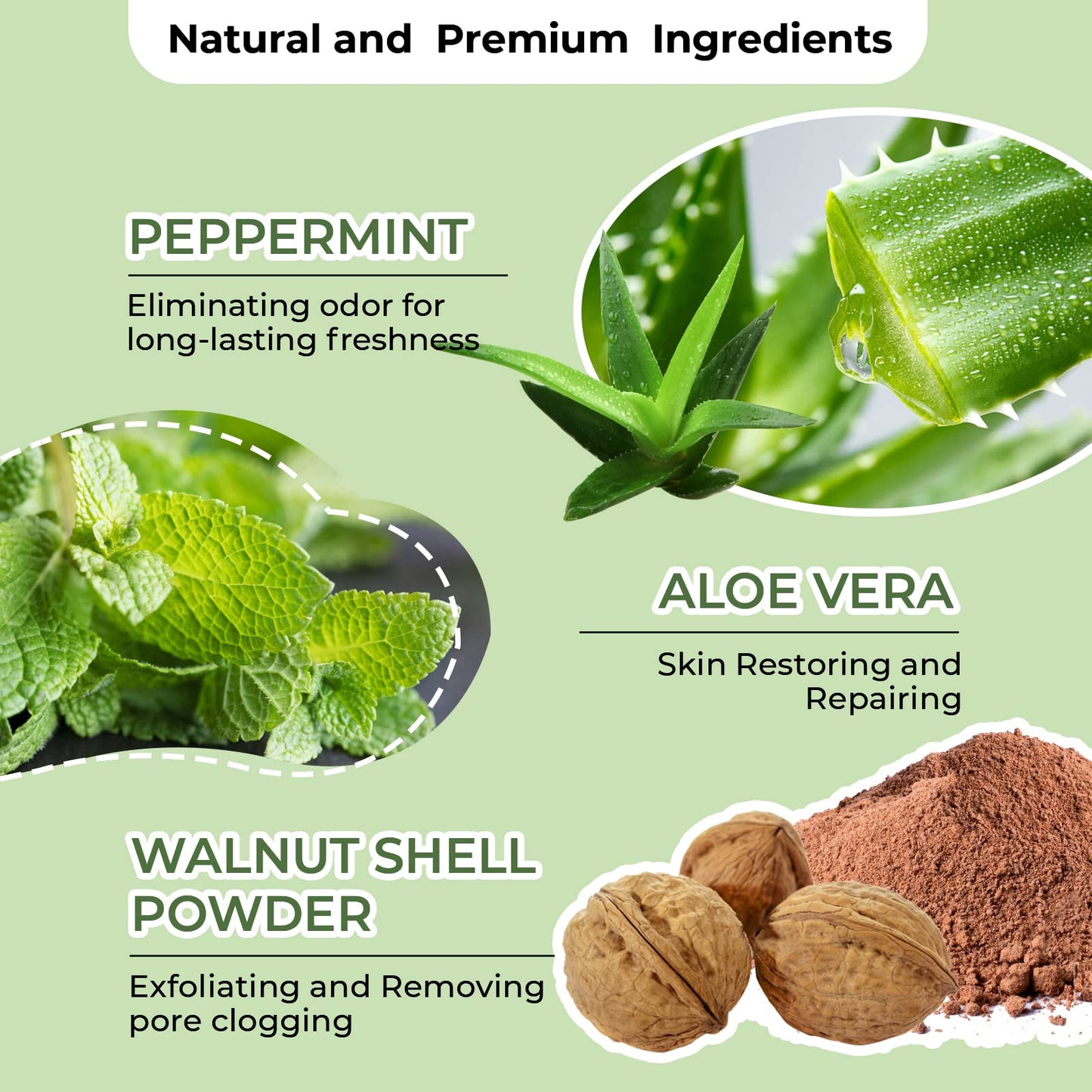 Berlaney Scrub Corporal Exfoliante con Peppermint, Aloe Vera y Polvo de Cáscara de Nuez 8.8 oz, para Axilas, Piernas, Rodillas, Pies, Brazos y Manos