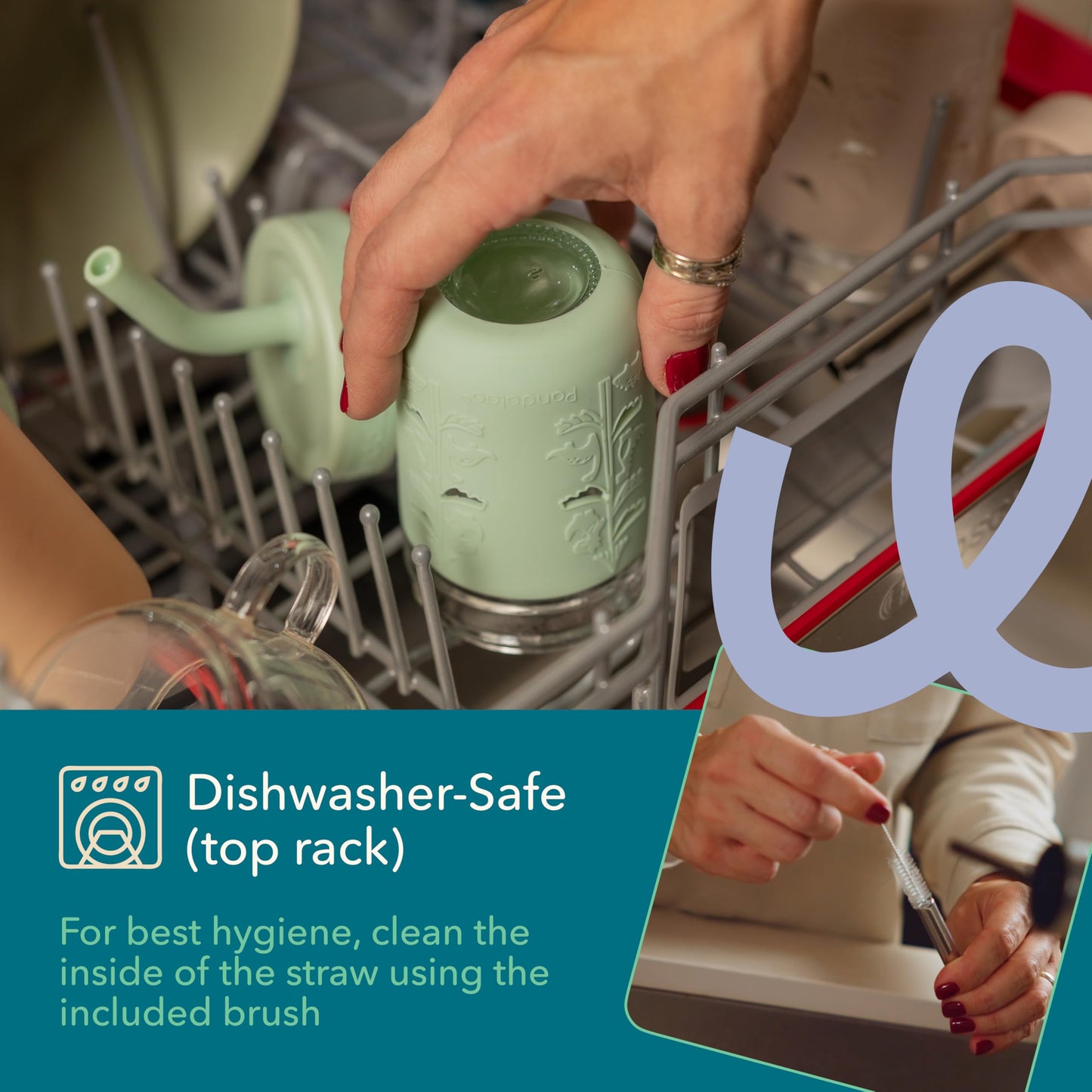 Pandaloo® Tazas de batido para niños - Vaso para niños pequeños de acero inoxidable con pajita, taza con popote para batidos - Sin BPA, tazas para refrigerio para niños pequeños, 10 oz