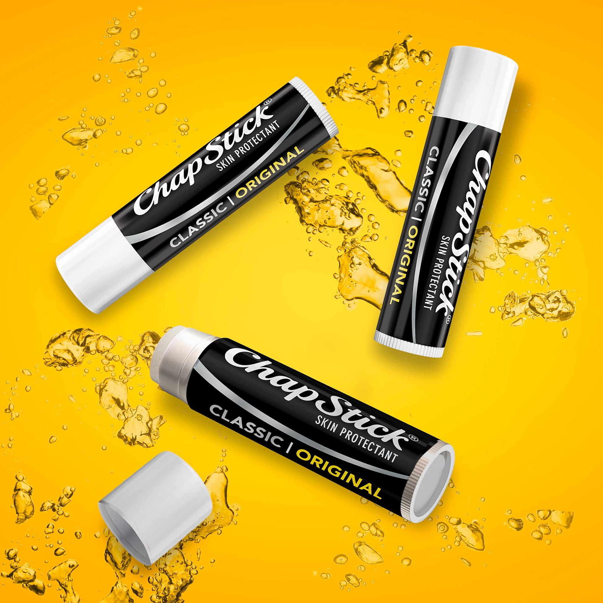 ChapStick Classic (3 Sticks) Original Flavor Skin Protectant Flavored Lip Balm Tube, 0.15 Ounce Each
