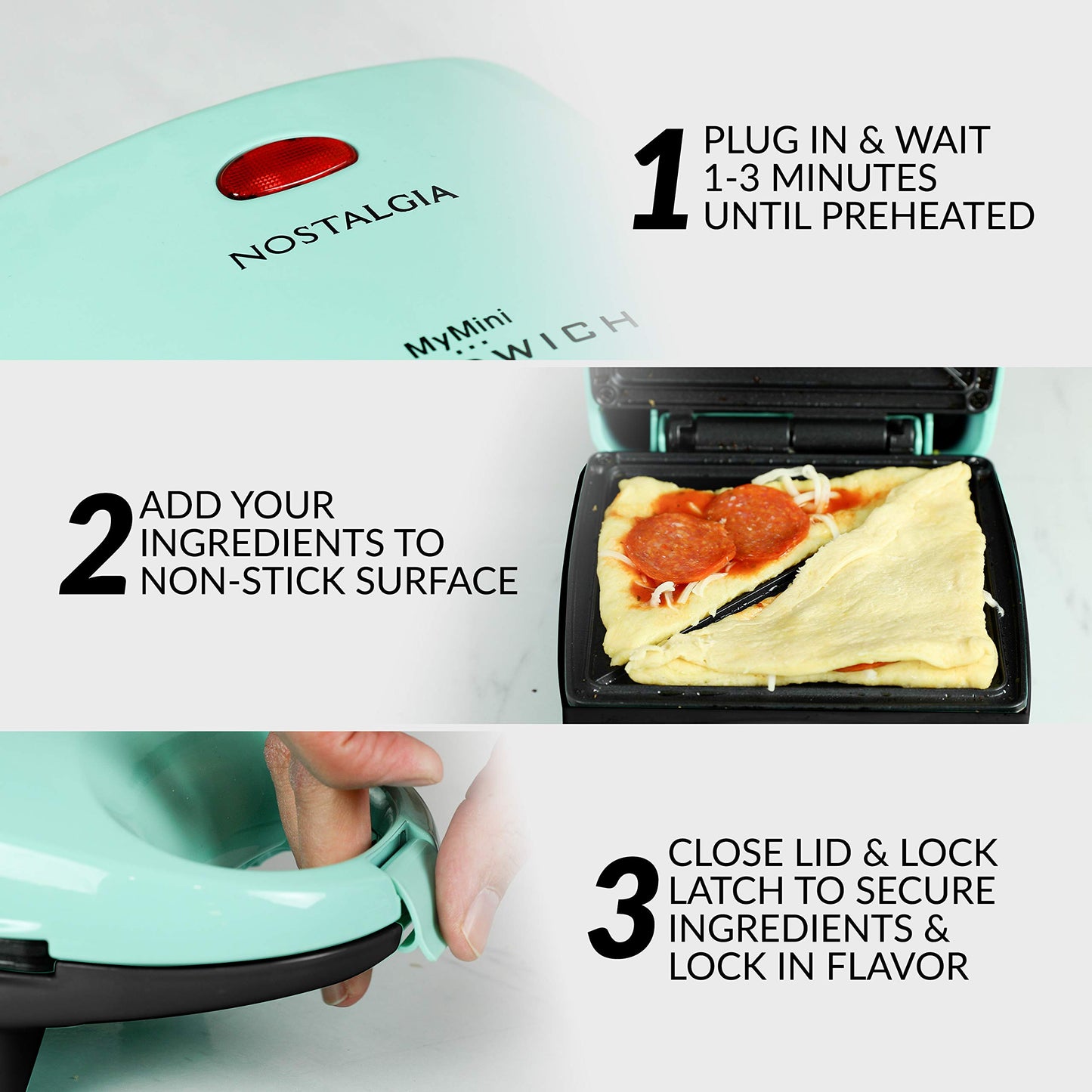 Máquina de Bocadillos Nostalgia Verde Menta para Pizza, Quesadillas y Más