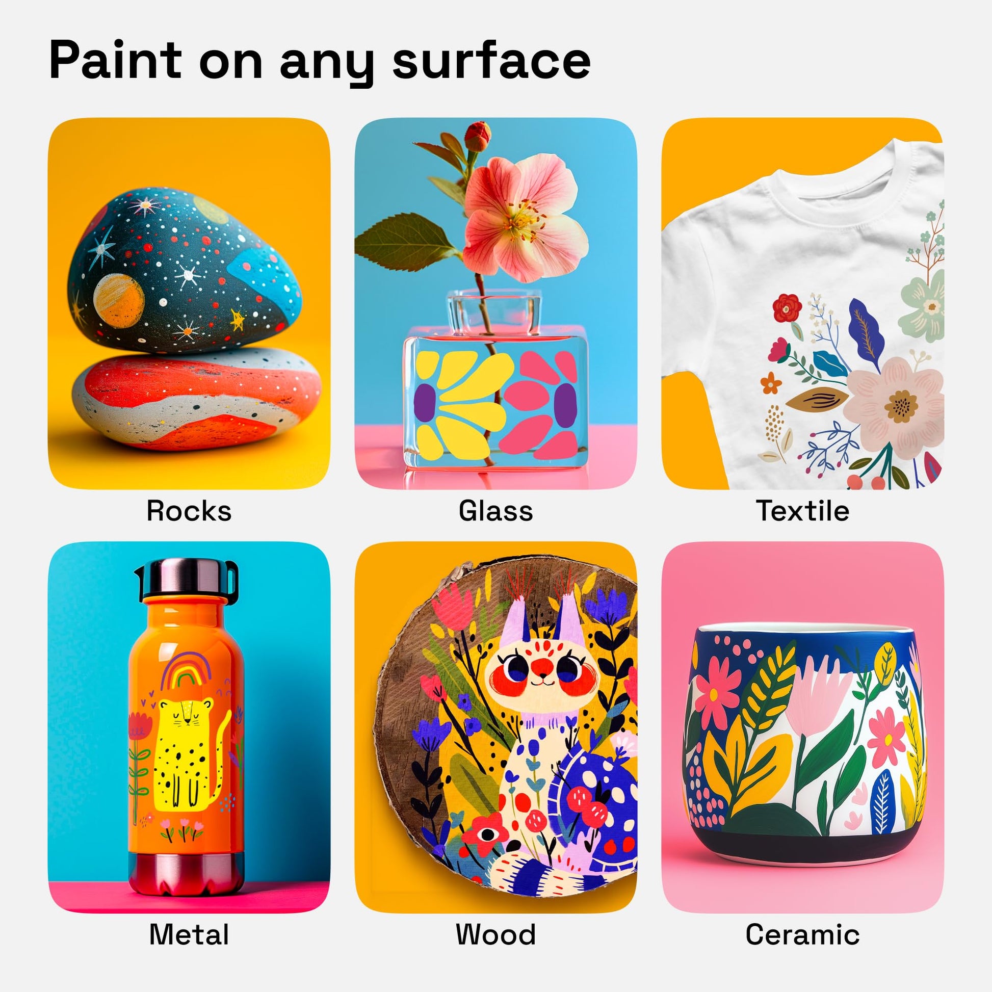 ARTISTRO - 12 marcadores de pintura acrílica, punta media, fácil para todas las edades y niveles, bolígrafos de pintura acrílica para tela, rocas, papel, madera, lona, vidrio, bricolaje