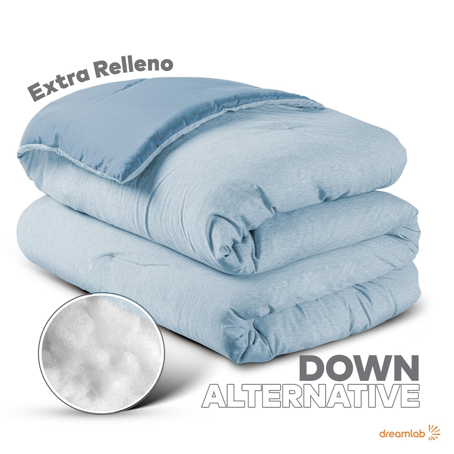 Dreamlab Edredón Acolchado para Toda Estación.Relleno de Microfib. Recubiertas con Gel.Lavado a Máquina. Usar como Edredón o con Funda Duvet. Hipoalergénico. (Azul Mezc.Jaspeado, King Size 259x223cm)