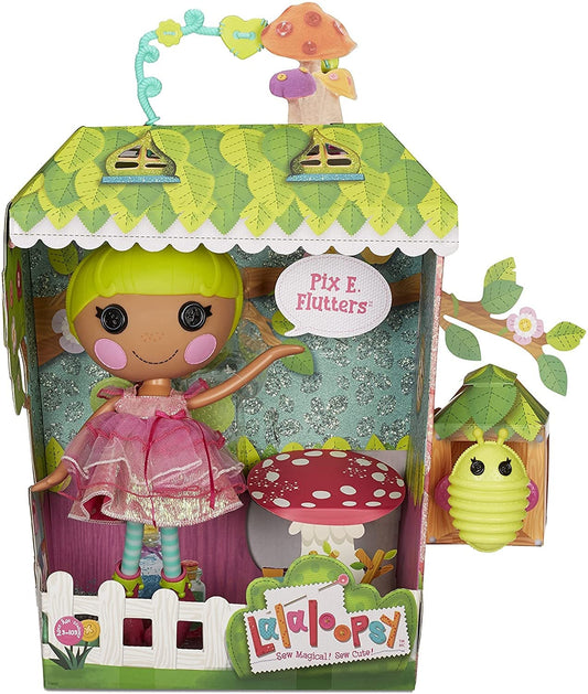 Lalaloopsy Muñeca Pix E. Flutters 33cm con luciérnaga - Muñeca Hada con Vestido Rosa y Zapatos Intercambiables - Caja Reutilizable - Edad: 3+ años