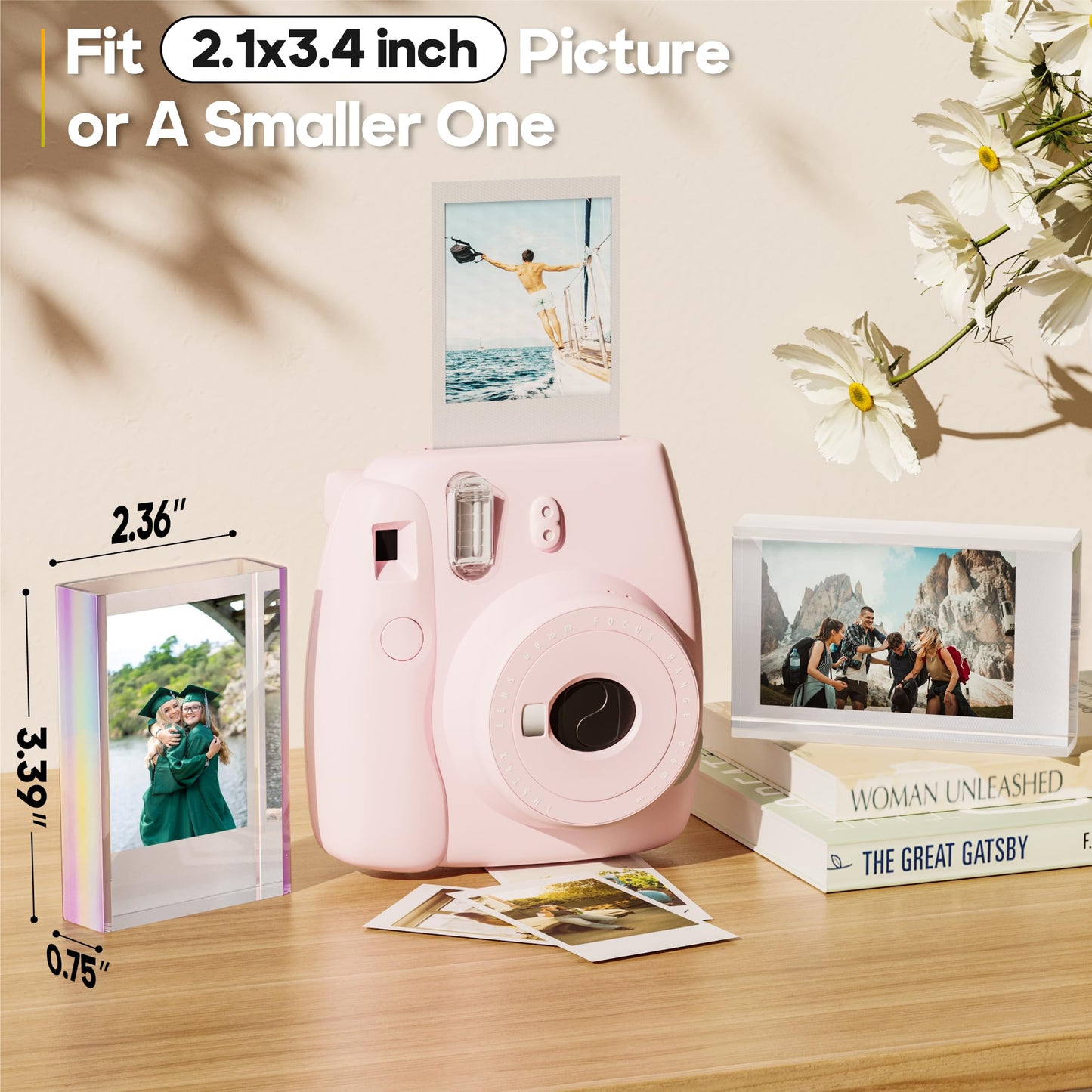 Grarry Polaroid - Marco de fotos Instax mini para películas Fujifilm Instax Mini Polaroid, exhibición de fotos instantáneas de acrílico, soporte de fotos pequeño no empotrado de 2 x 3 pulgadas para