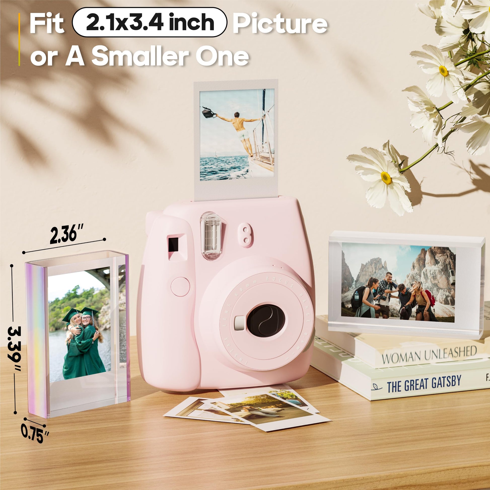 Grarry Polaroid - Marco de fotos Instax mini para películas Fujifilm Instax Mini Polaroid, exhibición de fotos instantáneas de acrílico, soporte de fotos pequeño no empotrado de 2 x 3 pulgadas para