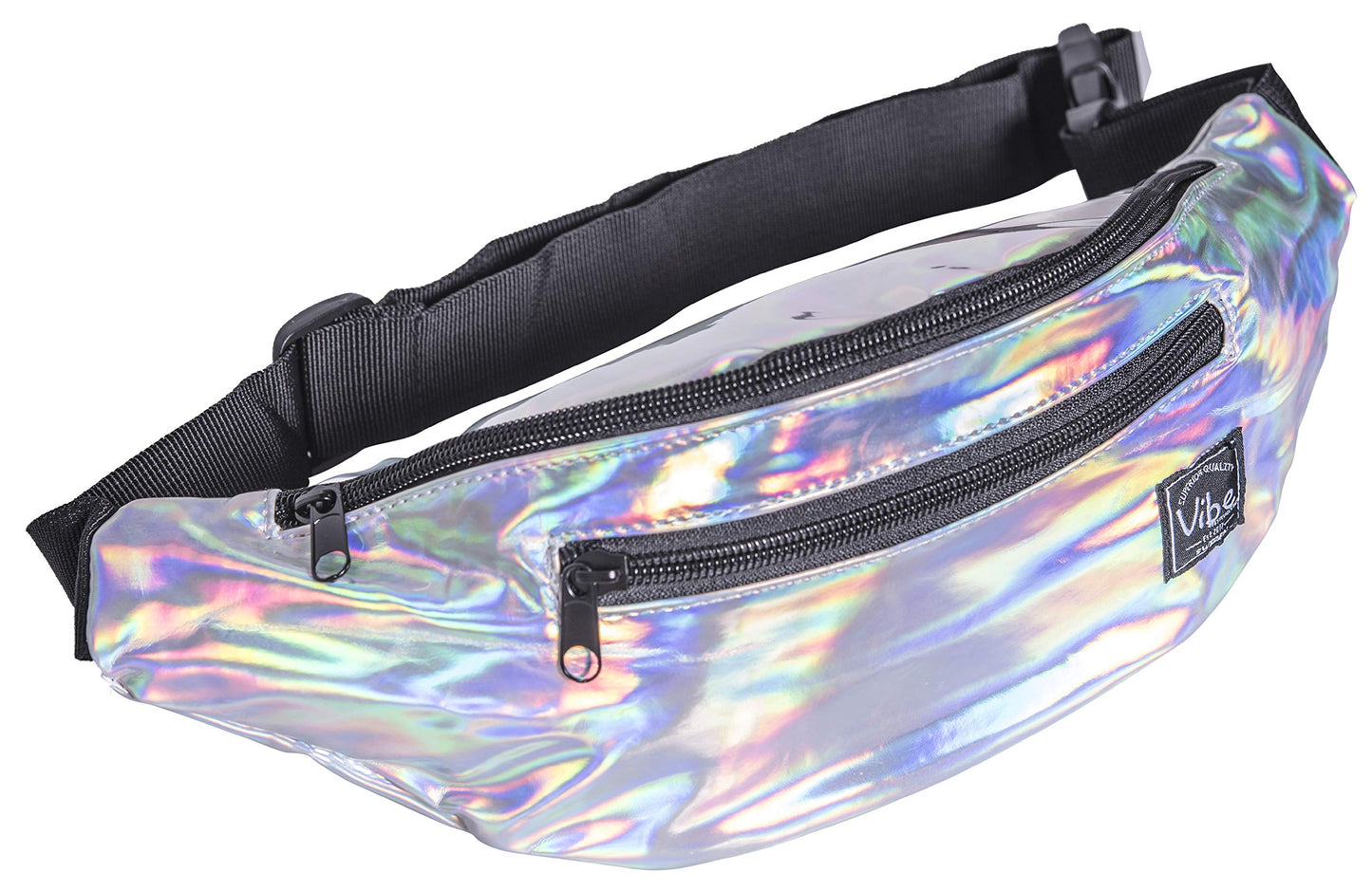 Riñonera Vibe Festival Gear Negra Plateada Dorada Holográfica para Hombres y Mujeres