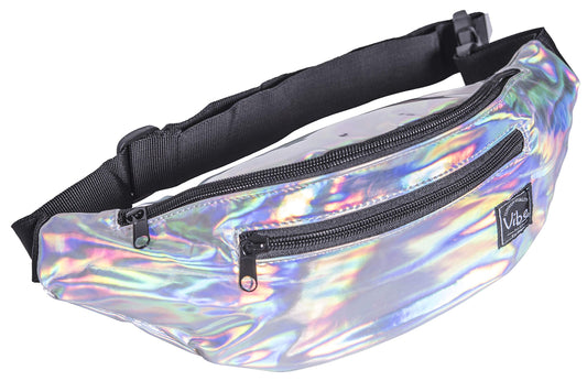 Riñonera Vibe Festival Gear Negra Plateada Dorada Holográfica para Hombres y Mujeres