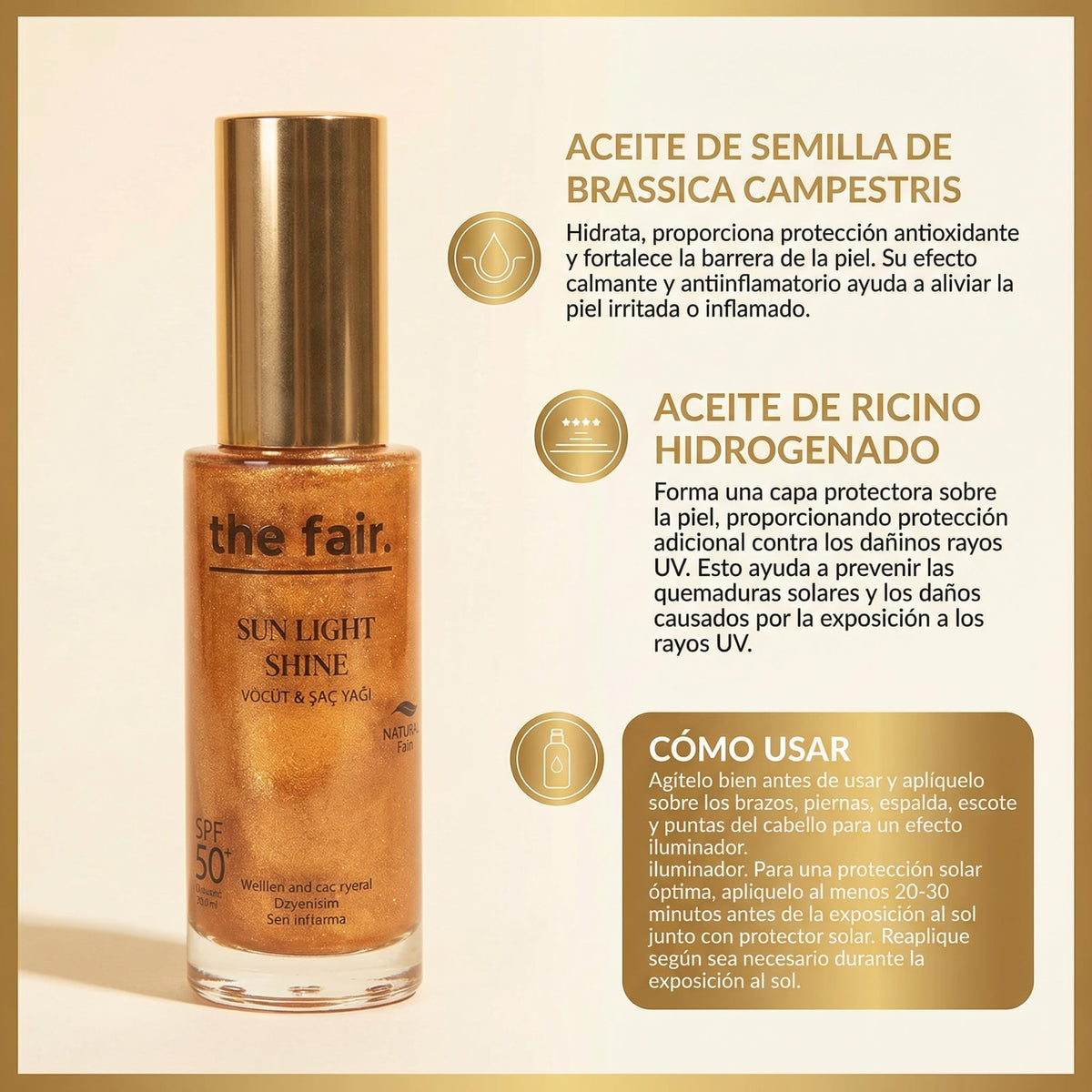 The Fair Sun Light Shine Aceite Corporal y Capilar FPS 50+ PA++++ 100 ml