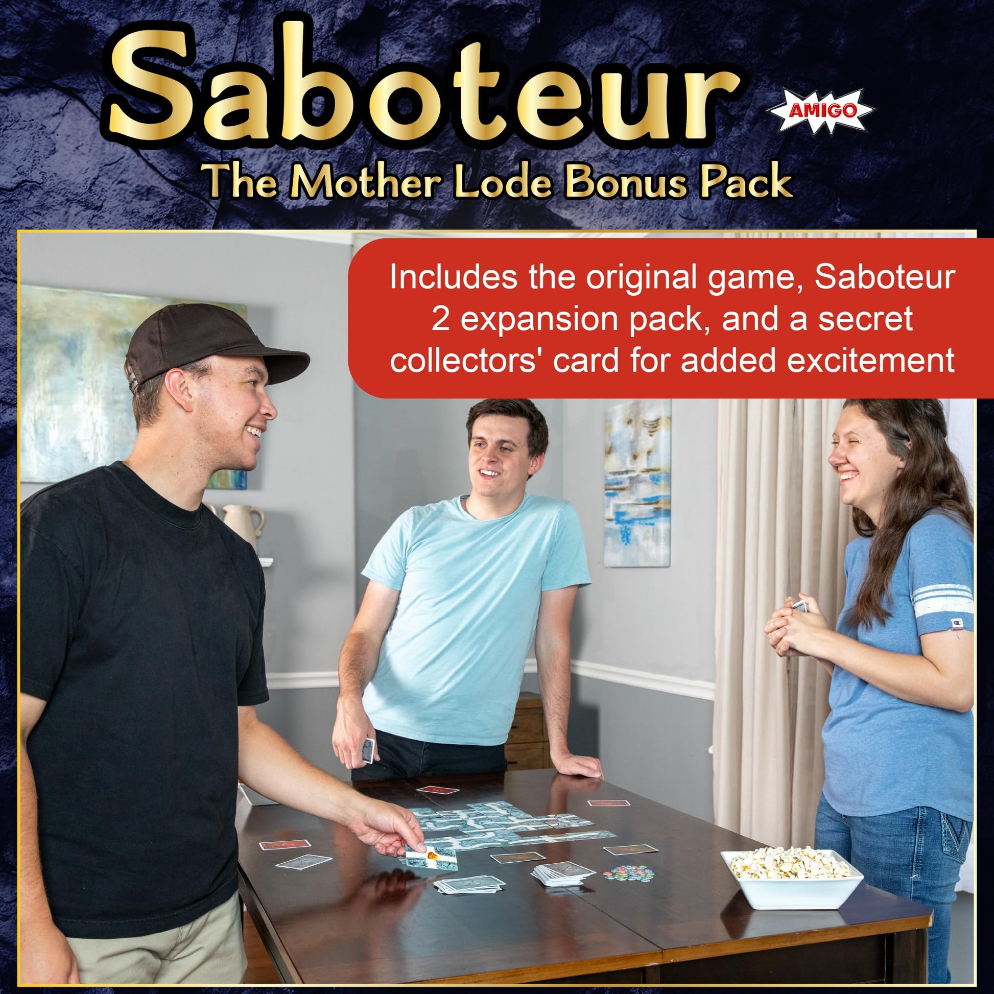 AMIGO Saboteur Mother Lode - Juego de Cartas con Saboteur, Saboteur 2 y Tarjeta de coleccionista Secreta, Color Azul Exclusivo de Amazon