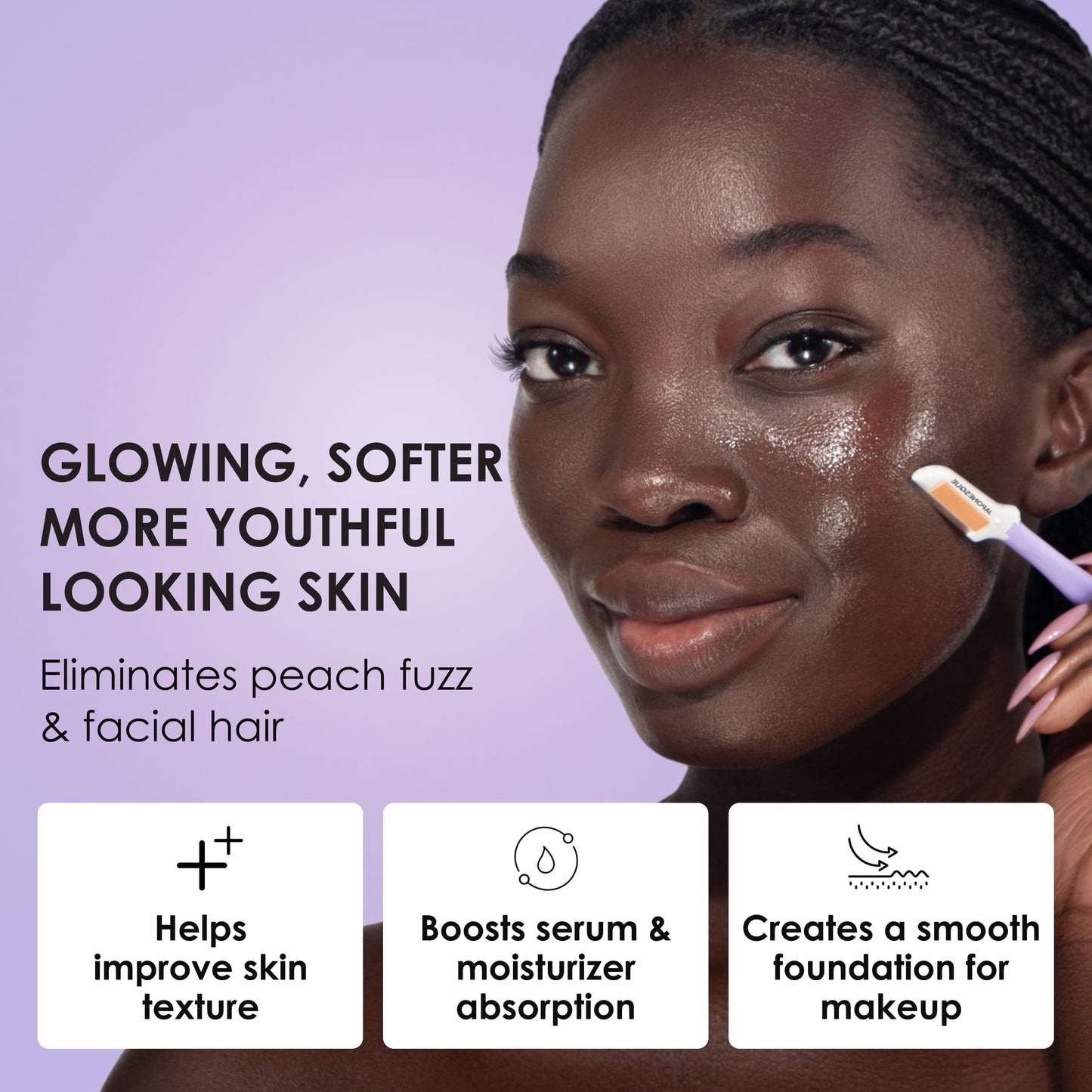 JAPONESQUE Maquinilla de afeitar desechable Japonesque Soothe+ Dermaplane para el rostro de la mujer; exfoliación facial, depilación, afeitadora de cejas y afeitadora facial para mujeres y hombres. Co