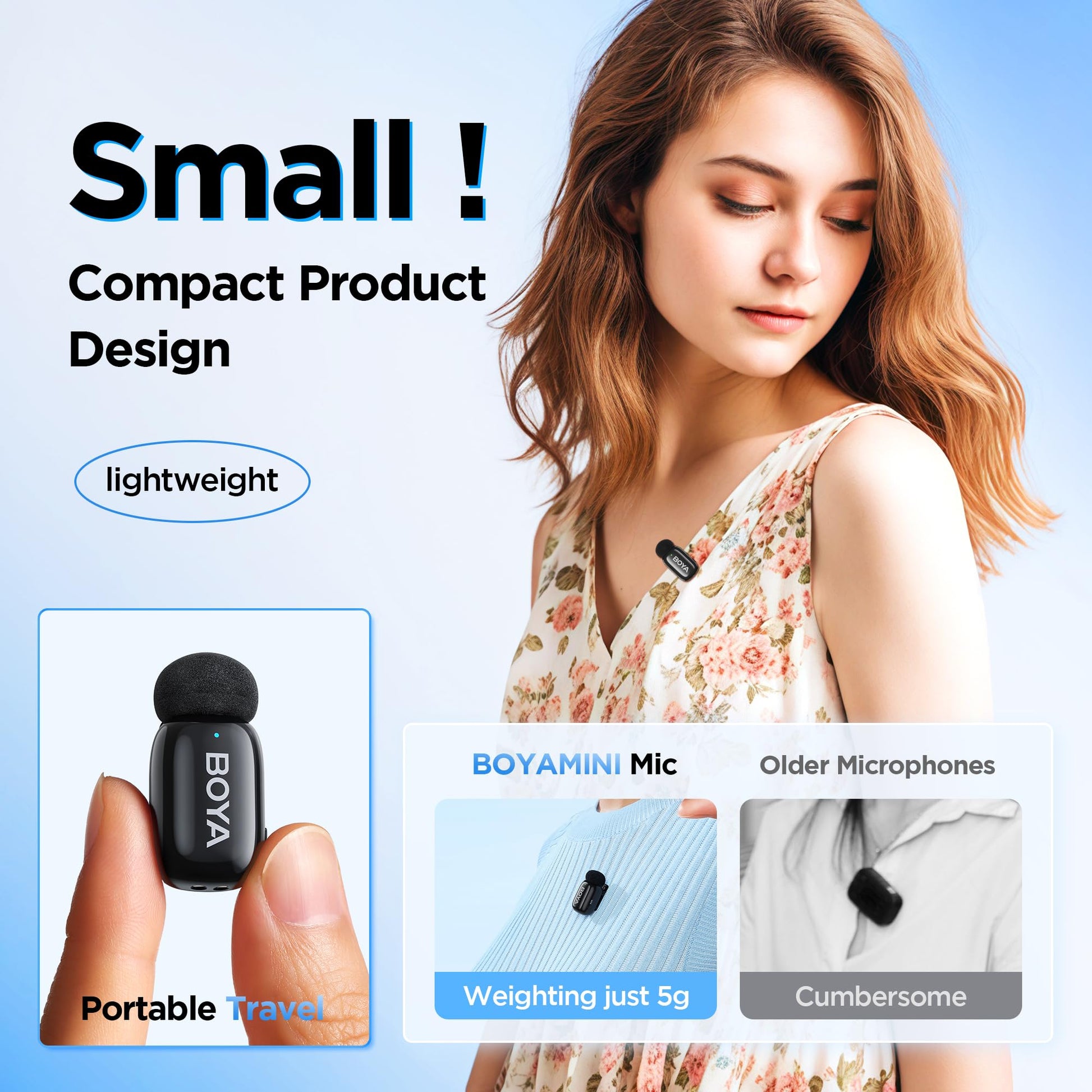BOYA Mini 17 Micrófono de Solapa inalámbrico Profesional para teléfonos Android y portátiles Puerto Type-c para Vlogging, Podcasting, Blogging, Youtube Live Streaming Negro