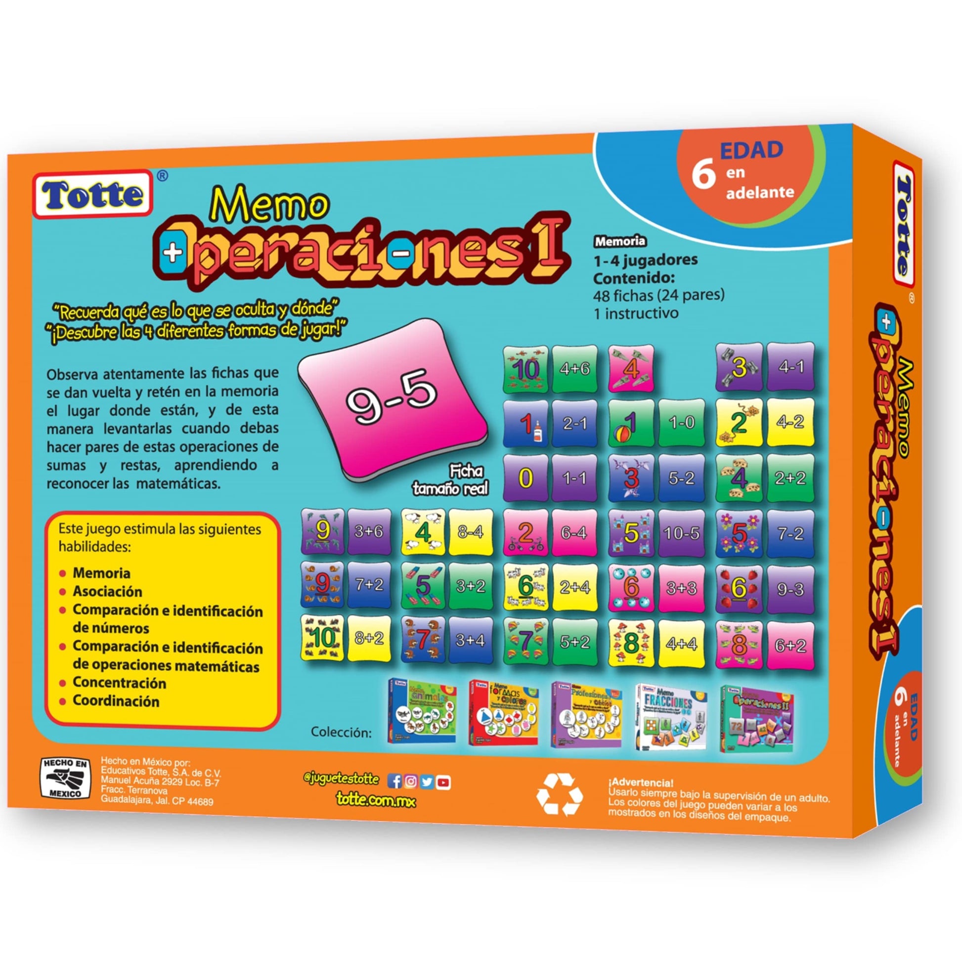 Juego Educativo de Matemáticas Totte Extra Grandes Infantiles Autocorregibles y Durables