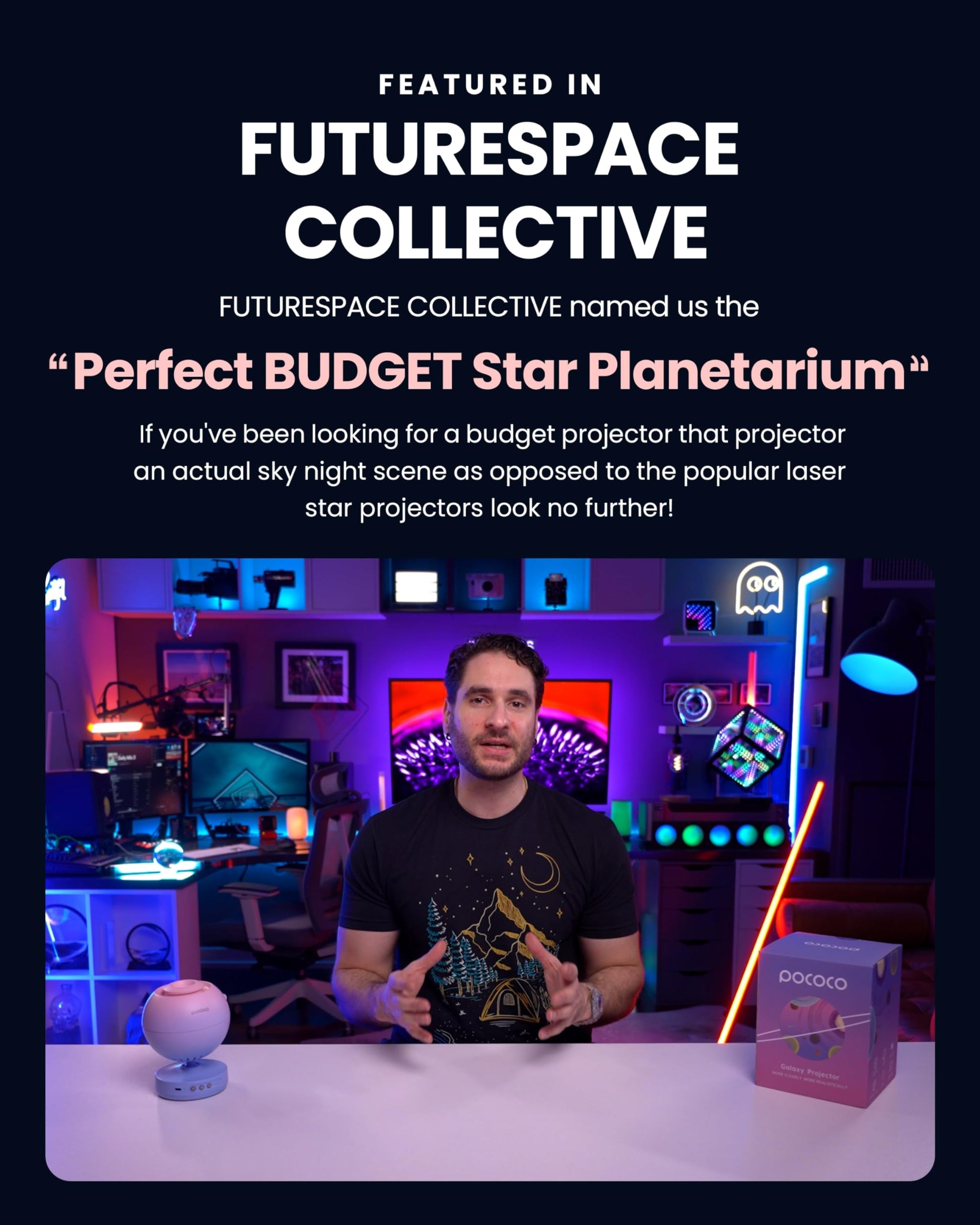 Proyector de Estrellas Pococo Gris con Pila Recargable para Decoración de Sala de Juegos