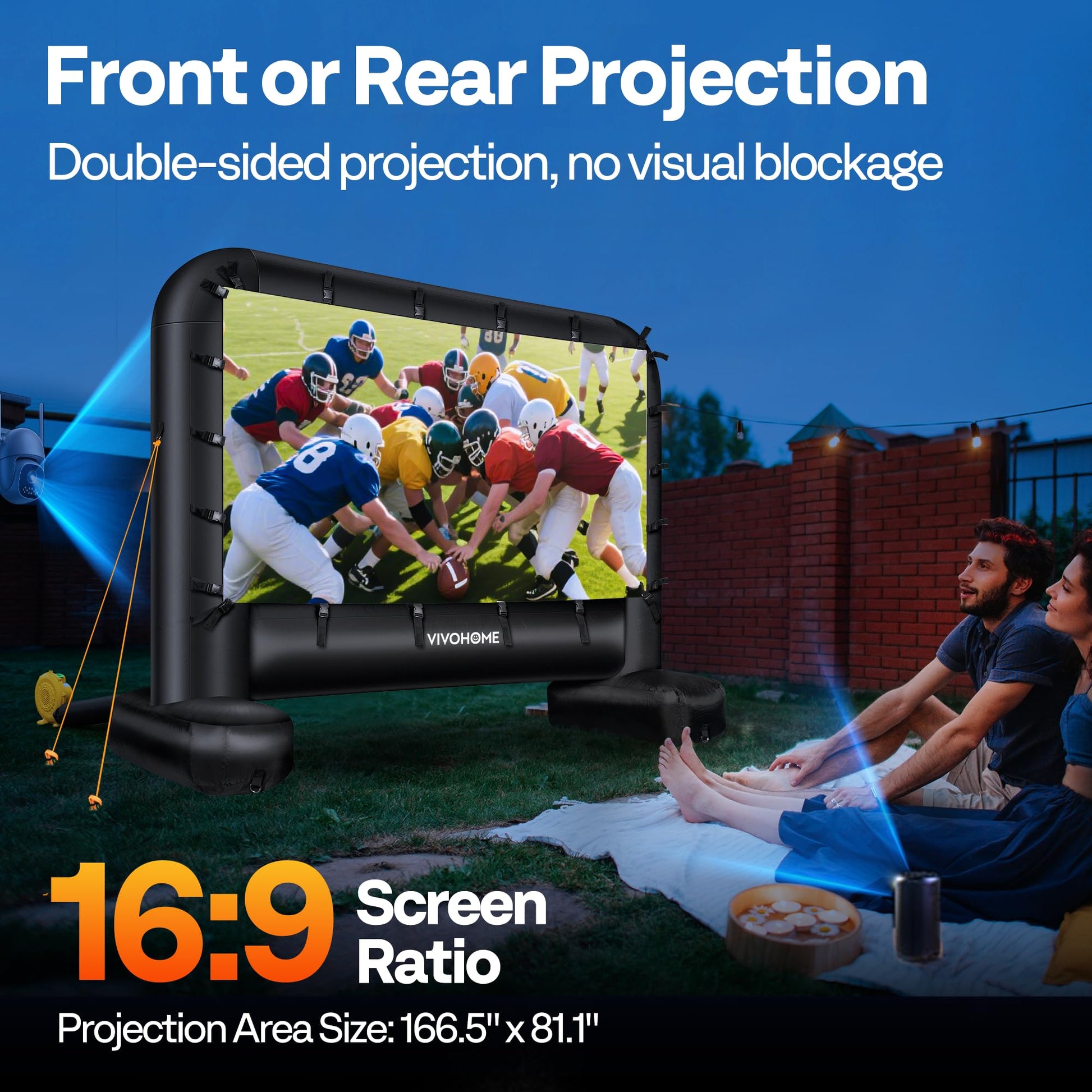 VIVOHOME visualización de proyector inflable de 20 pies para exteriores, visualización de película soplada para uso al aire última intervensión, visualización de TV grande con bolsa de transporte para