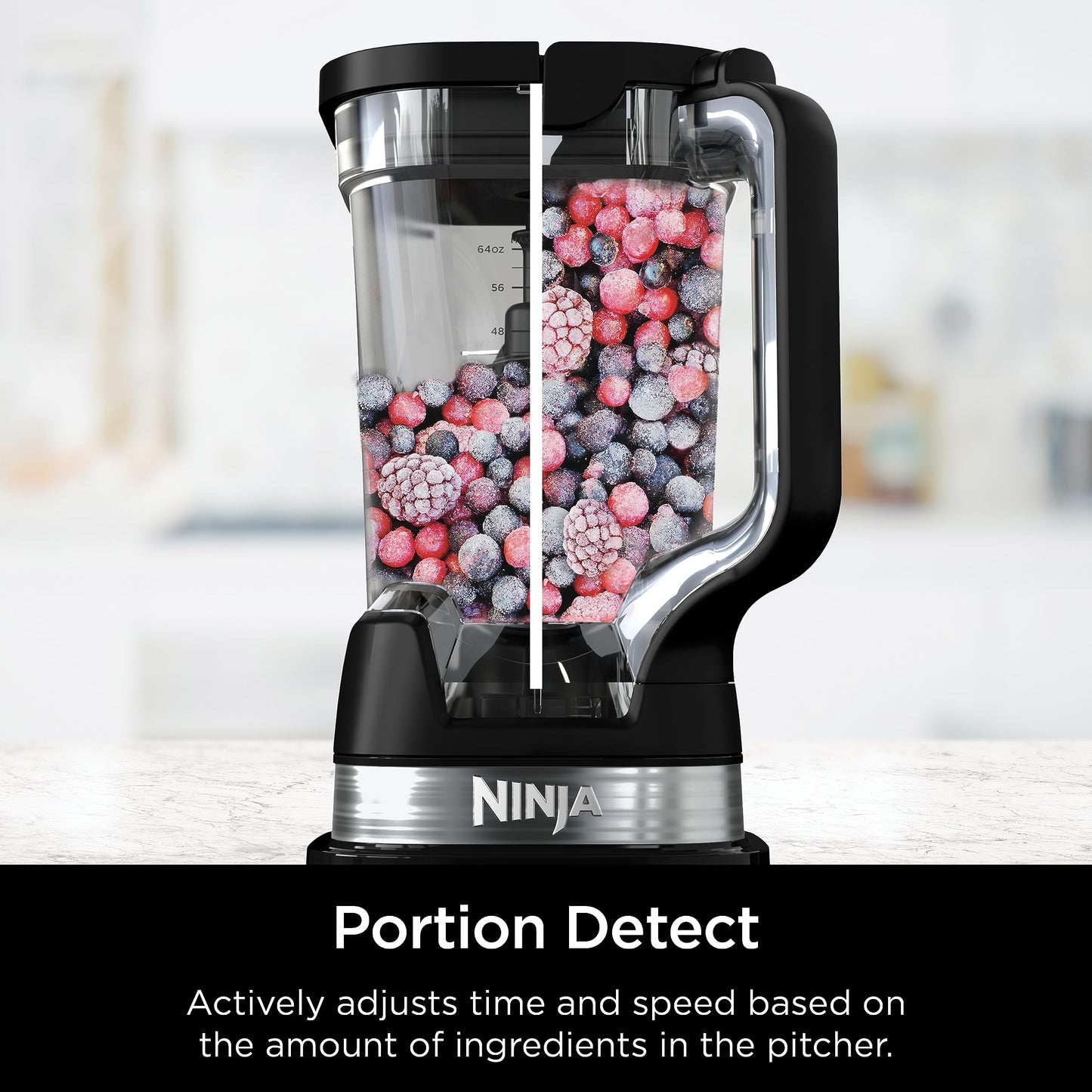 Licuadora Ninja Negro Plateado Detect Power Pro con Tecnología BlendSense 72 Oz 1800 Watts para Smoothies y Bebidas Congeladas