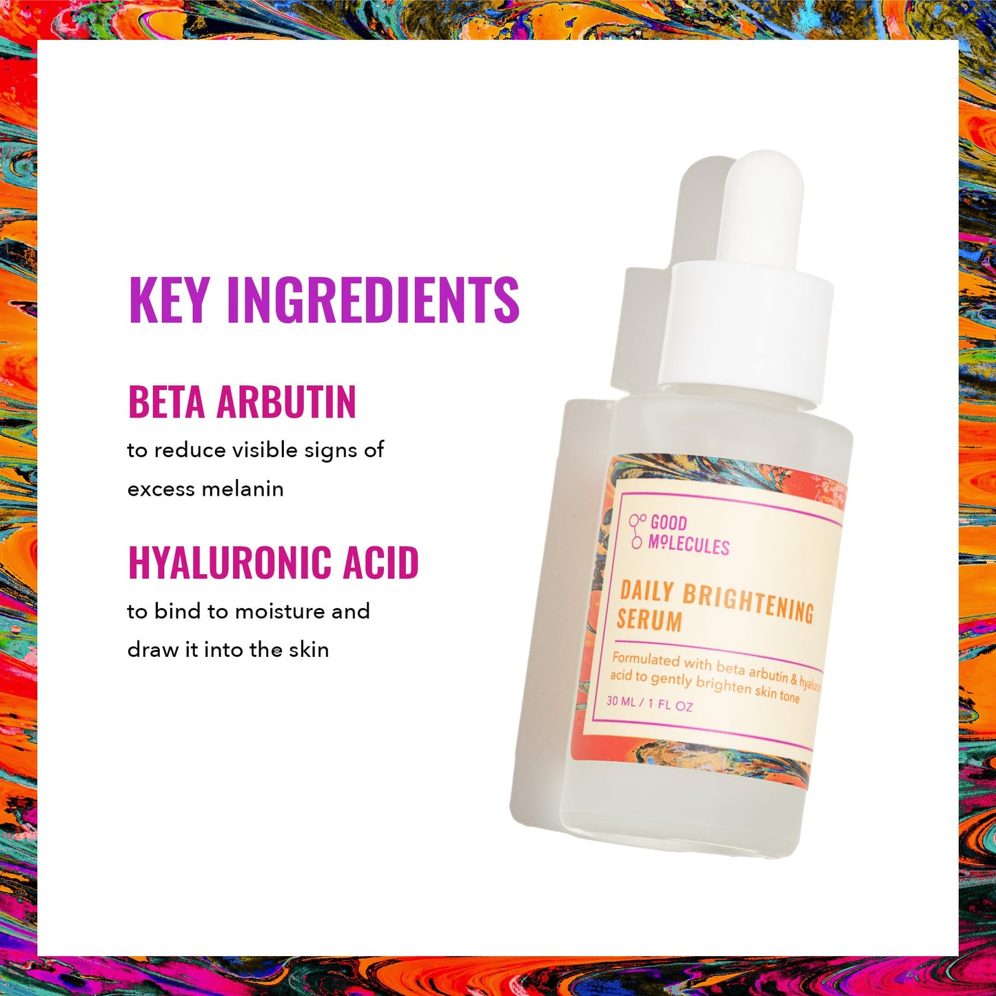 Good Molecules Daily Brightening Serum 30ml/1oz - Hydrating Facial Serum With Beta Arbutin And Hyaluronic Acid To Brighten, Moisturize, And Balance For Even Tone And Texture - Skin Care For Face