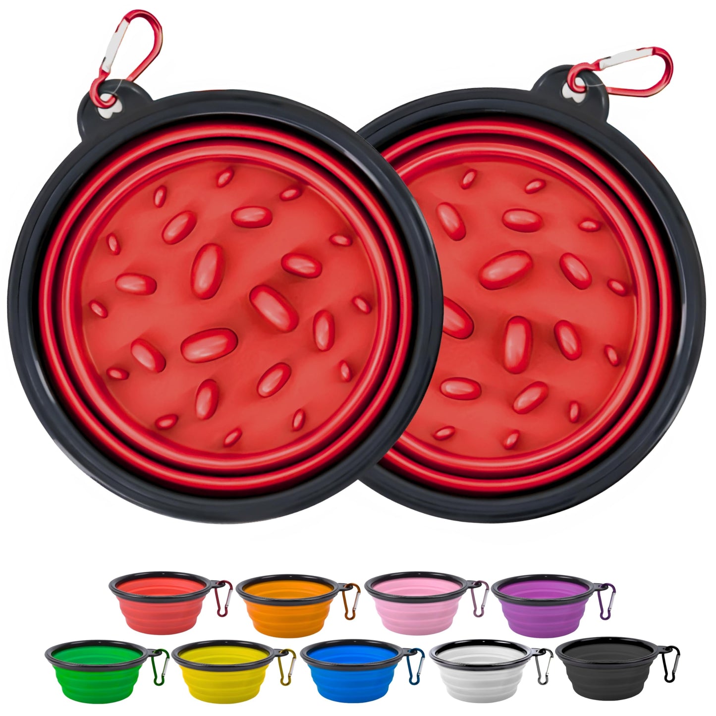GlobalUP Plato para Perro, Bebedero para Perro. Contenedor para croquetas Plegable. Tazon para alimento y Agua para Mascotas retractil Gato y Perro, fácil de Limpiar. (Rojo, L/XL)