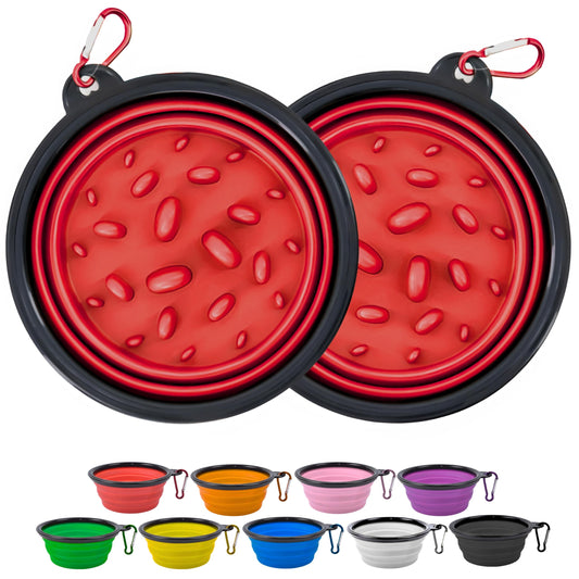 GlobalUP Plato para Perro, Bebedero para Perro. Contenedor para croquetas Plegable. Tazon para alimento y Agua para Mascotas retractil Gato y Perro, fácil de Limpiar. (Rojo, L/XL)