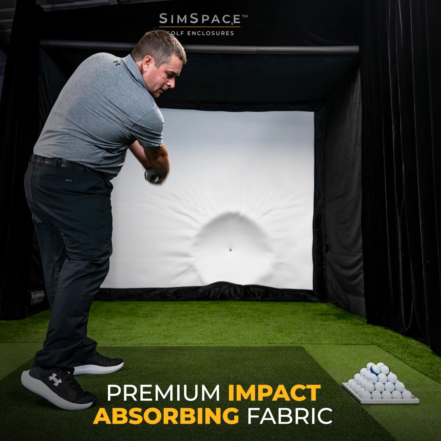 SimSpace Elite - Pantalla de Impacto Unisex para Golf, Color Blanco, 4 x 3 Metros