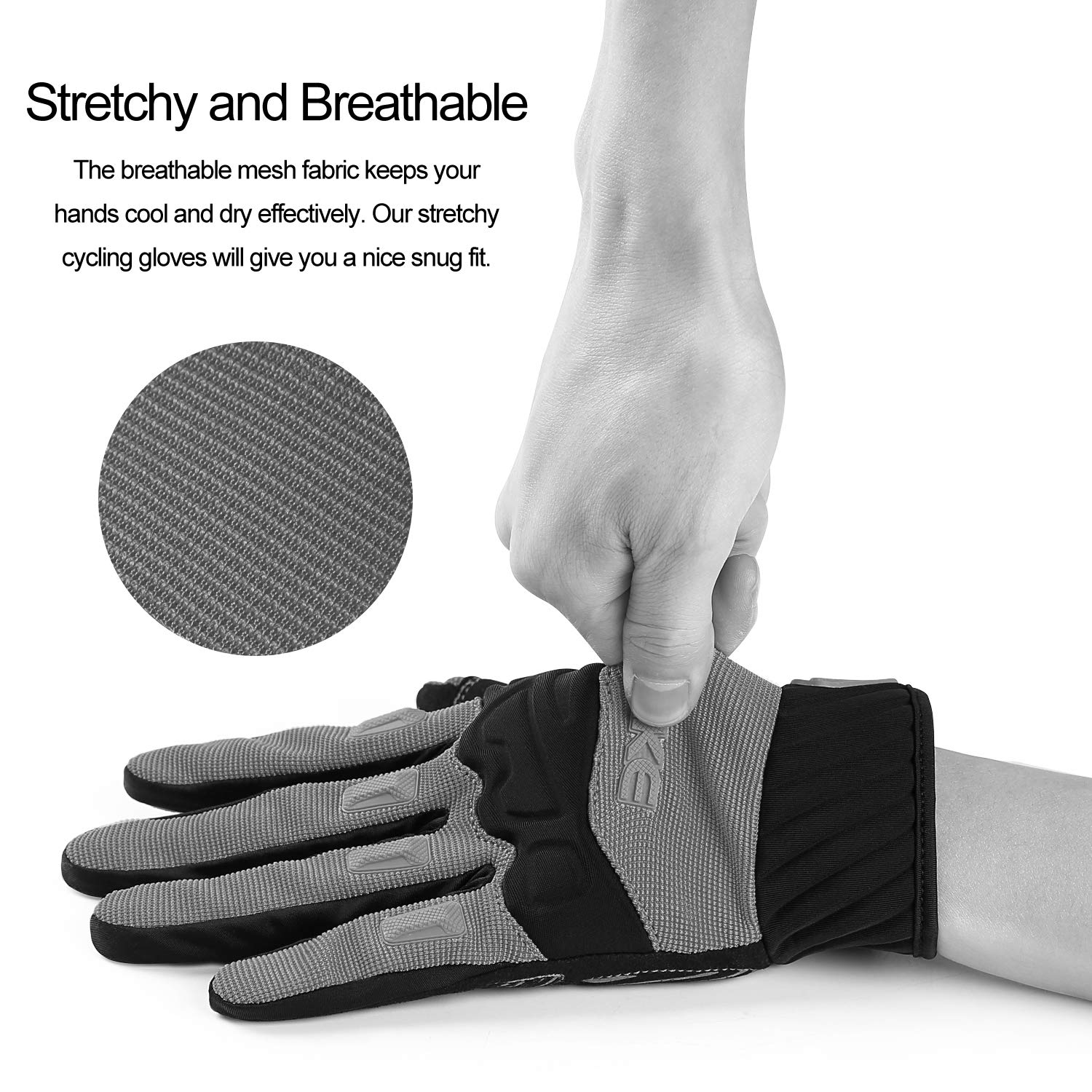 INBIKE - Guantes de bicicleta de montaña para hombre, gris, resistentes al desgaste, antideslizantes y resistentes a los golpes, acolchados, transpirables, con soporte de pantalla táctil