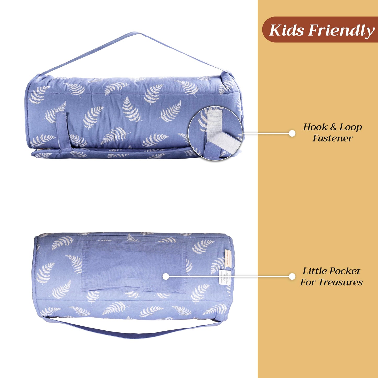 Maison d'Hermine Forest Friends - Tapete para siesta con almohada reutilizable y manta de 55 x 27 x 1.5 pulgadas, para niños y niñas, tapete para dormir preescolar con correas de transporte para el