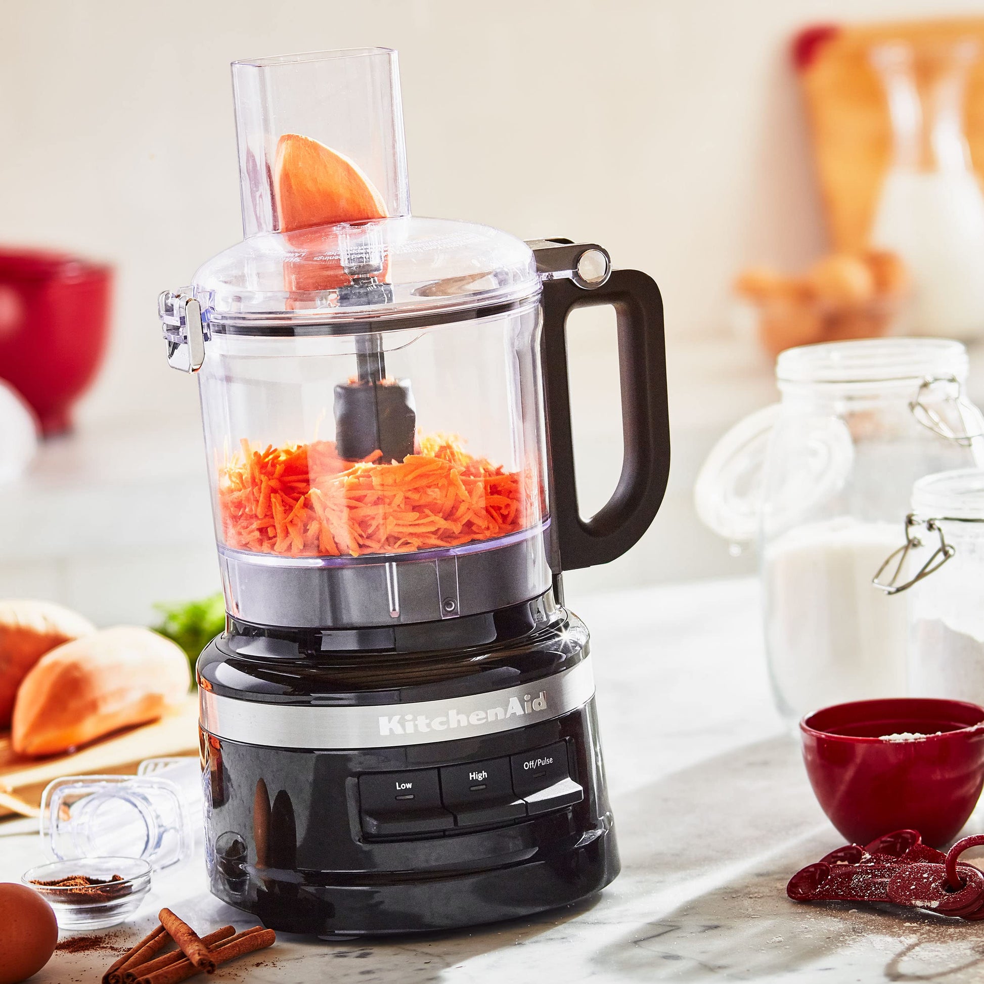 KitchenAid KFP0718OB 7-Cup Food Processor Chop, Puree, Shred and Slice - Onyx Black