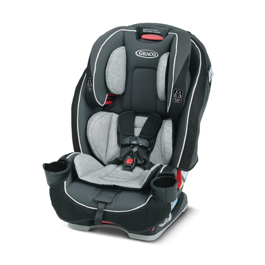 Graco SlimFit 3 en 1 Asiento de coche convertible, diseño que ahorra espacio, Darcie, adecuado para trasero y delantero, asiento elevador de respaldo alto con reposacabezas de 10 posiciones