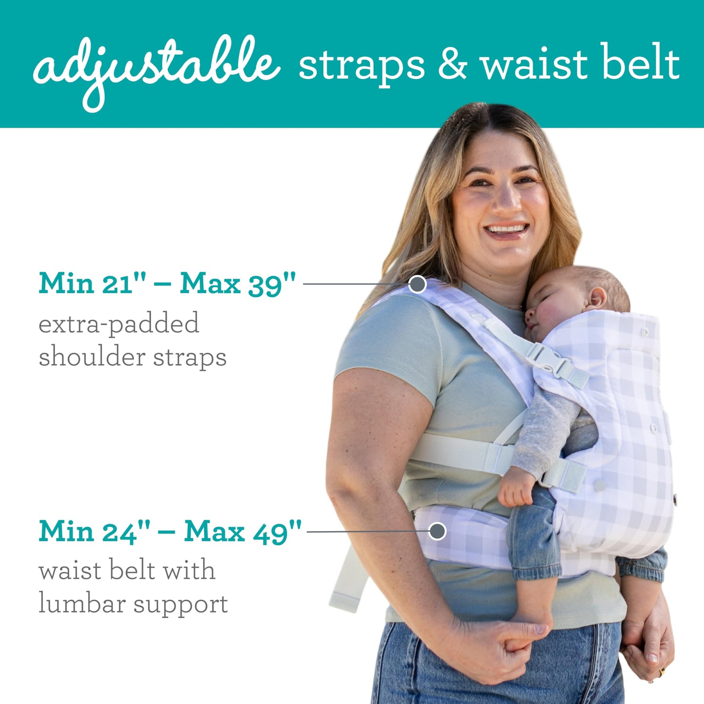 Infantino Flip Advanced Portabebés 4 en 1 – Ergonómico, Convertible, frontal y frontal hacia afuera Portabebés delantero y trasero para recién nacidos a niños pequeños 8-35 libras, a cuadros