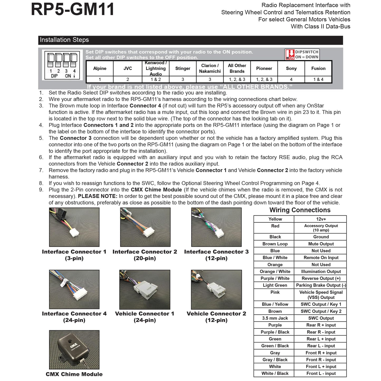 Pac RP5-GM11 - Interfaz de Repuesto para Radio con retención/retención de Control del Volante/Salidas de navegación integradas para vehículos seleccionados GM Clase II